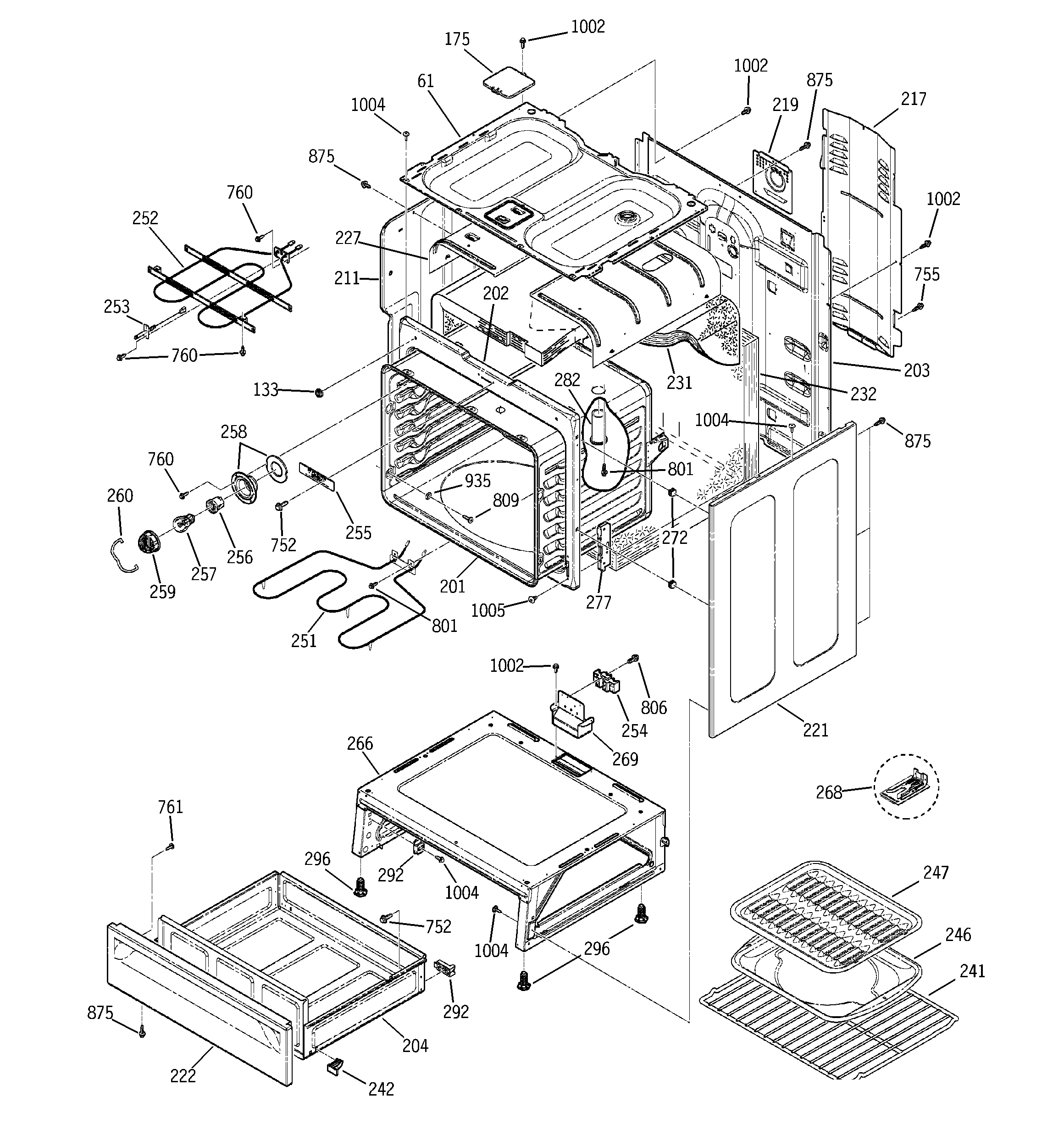 GE JBP35BH2WH body parts diagram