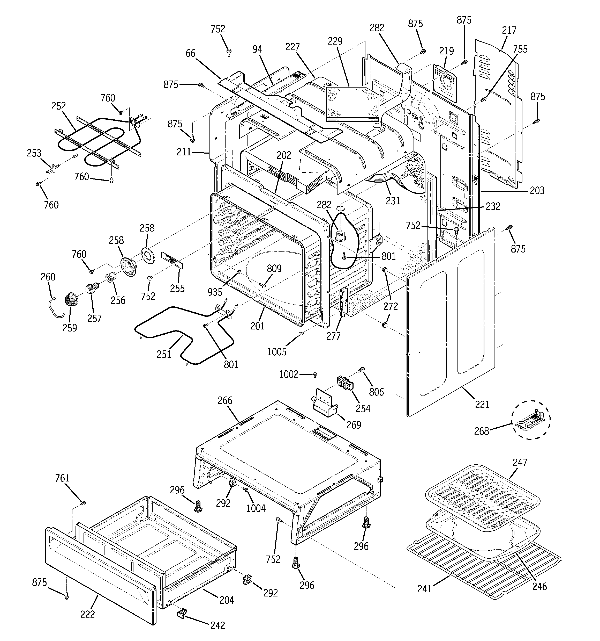 GE JBP64WH2WW body parts diagram