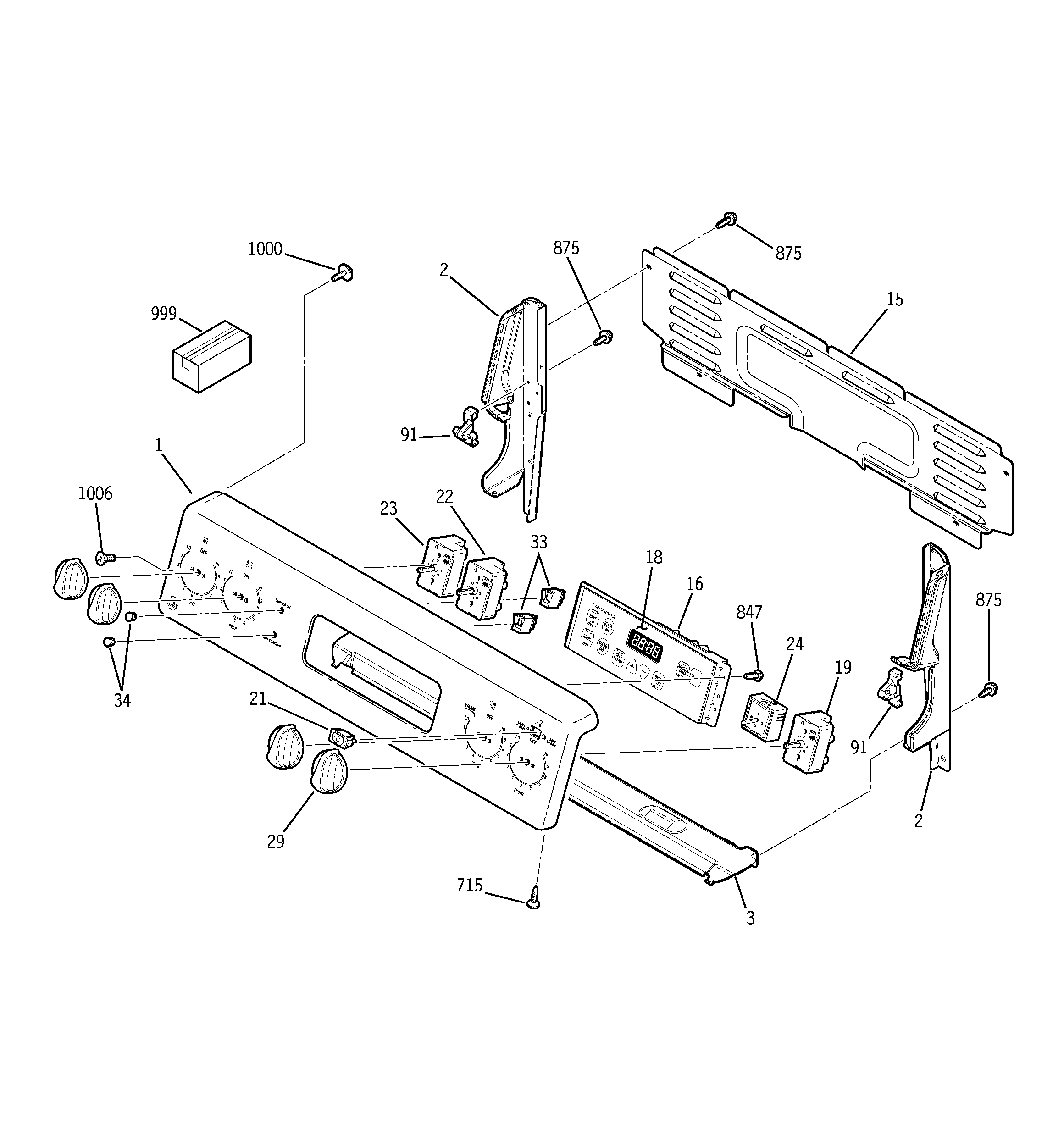 GE JBP67WH2WW control panel diagram