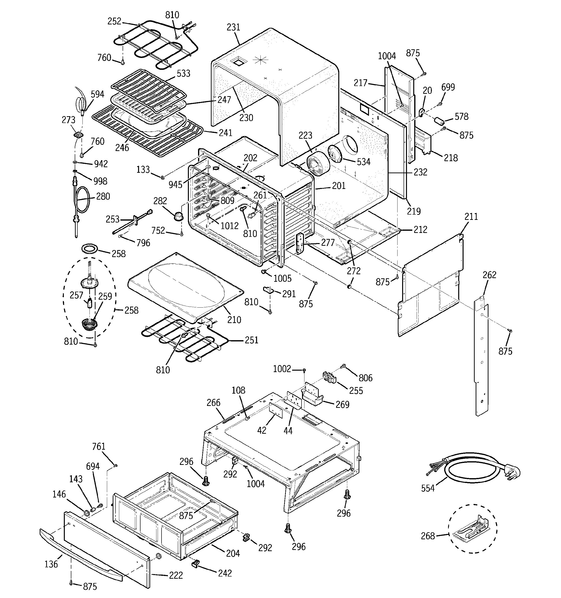 GE JCS968KF4CC body parts diagram