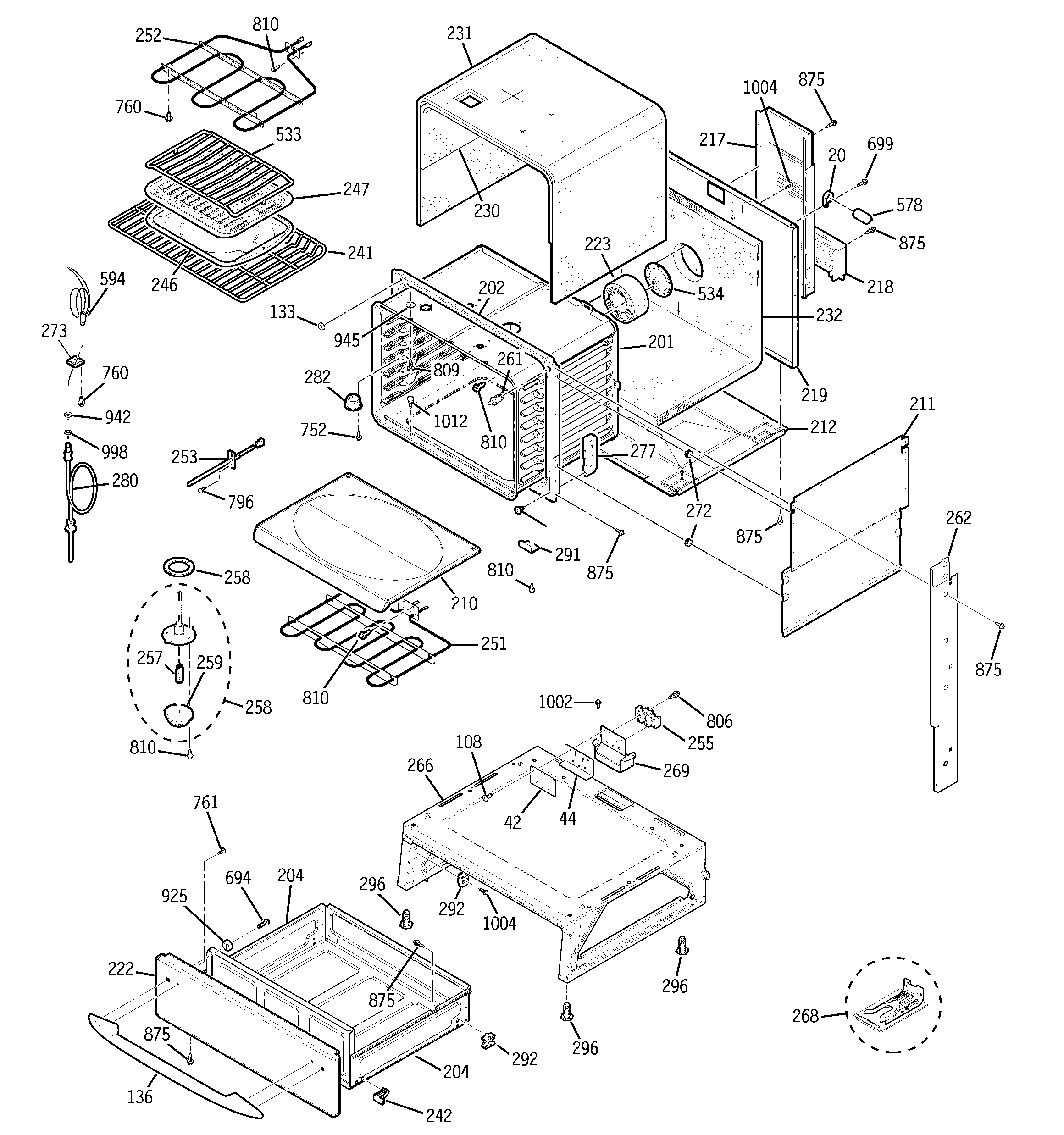 GE JS968SF4SS body parts diagram