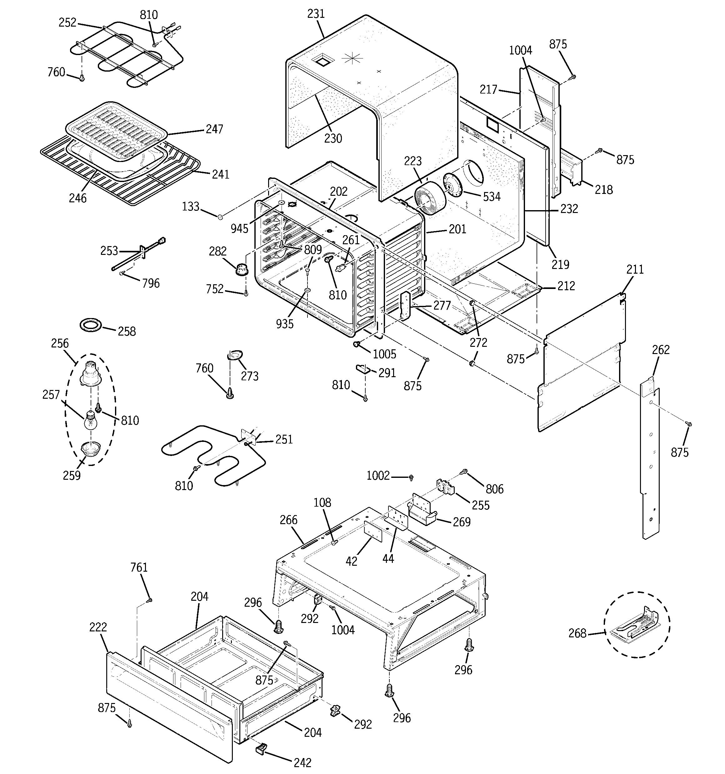 GE JSP47BF4BB body parts diagram