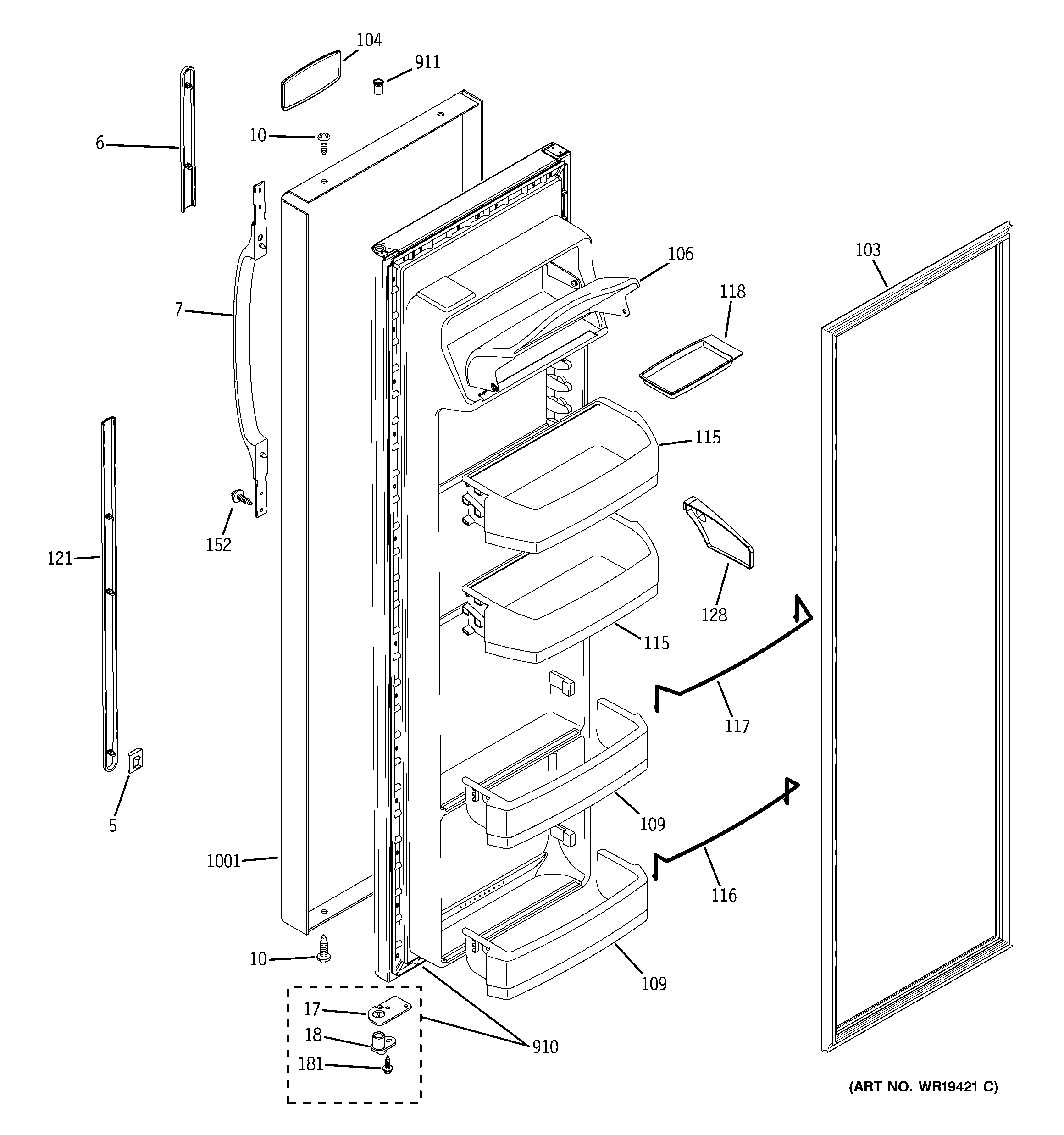GE PSG22SIPAFBS fresh food door diagram