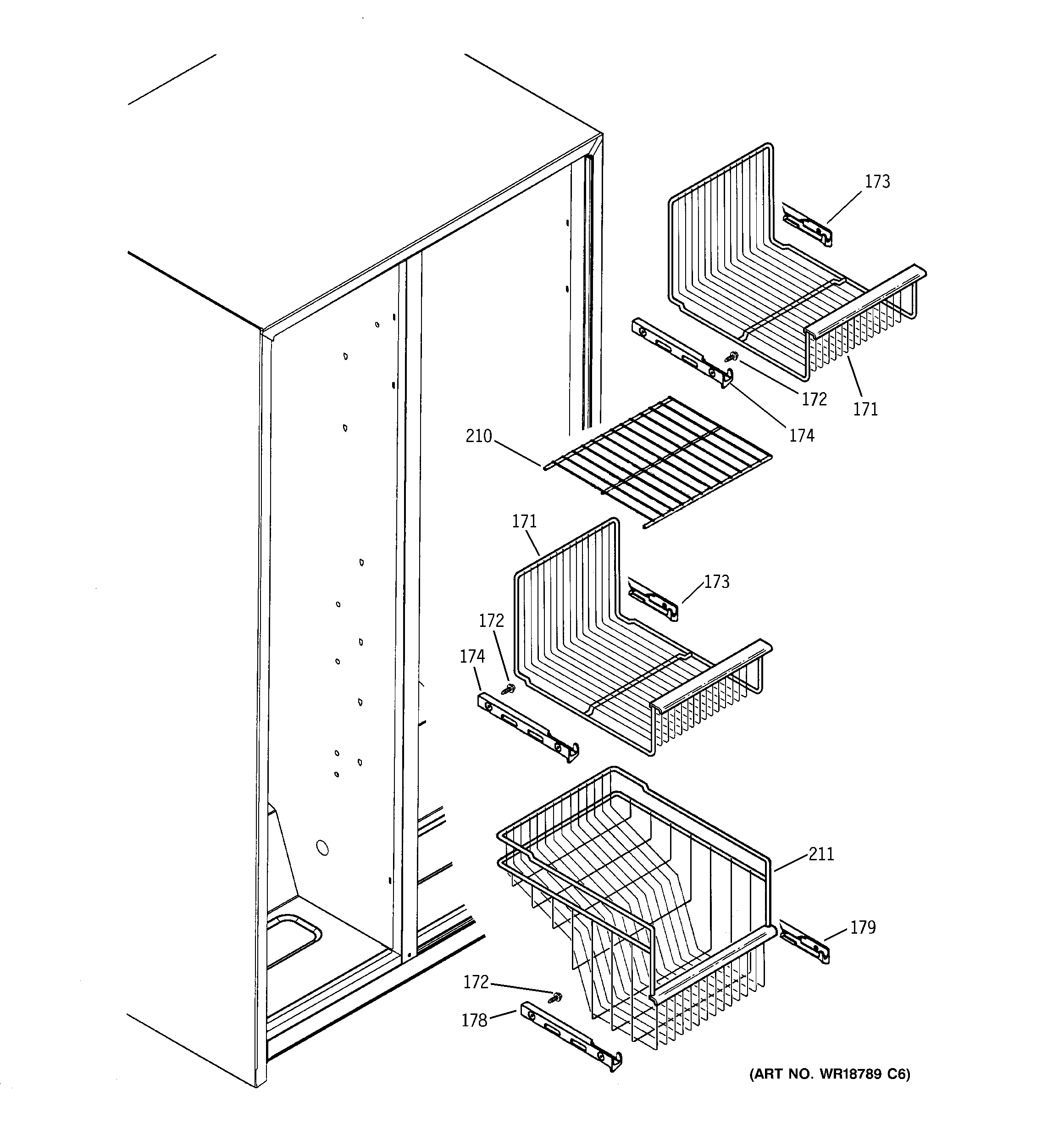 GE PSG22SIPAFBS freezer shelves diagram