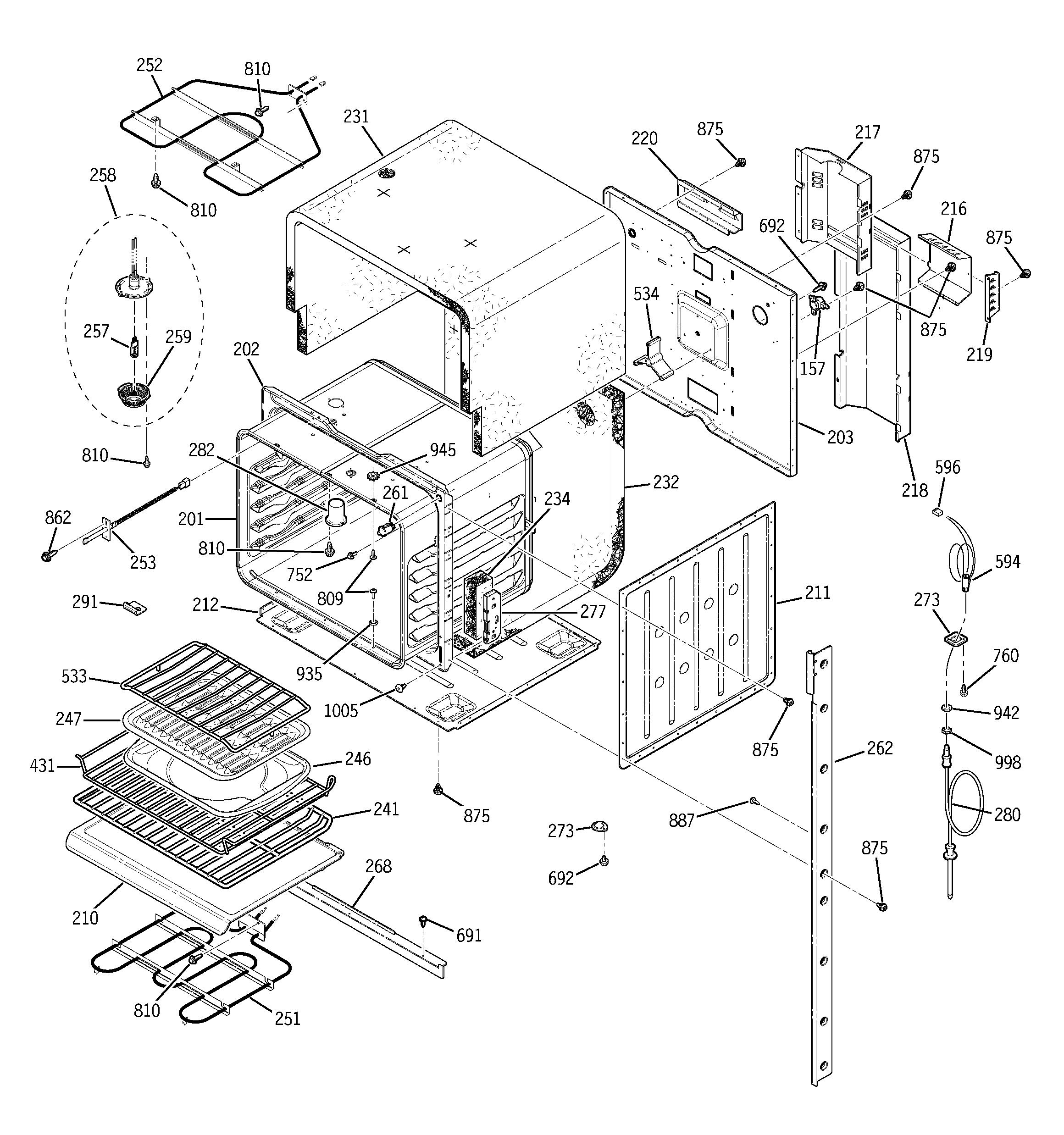 GE JKP56CD1CC upper body diagram