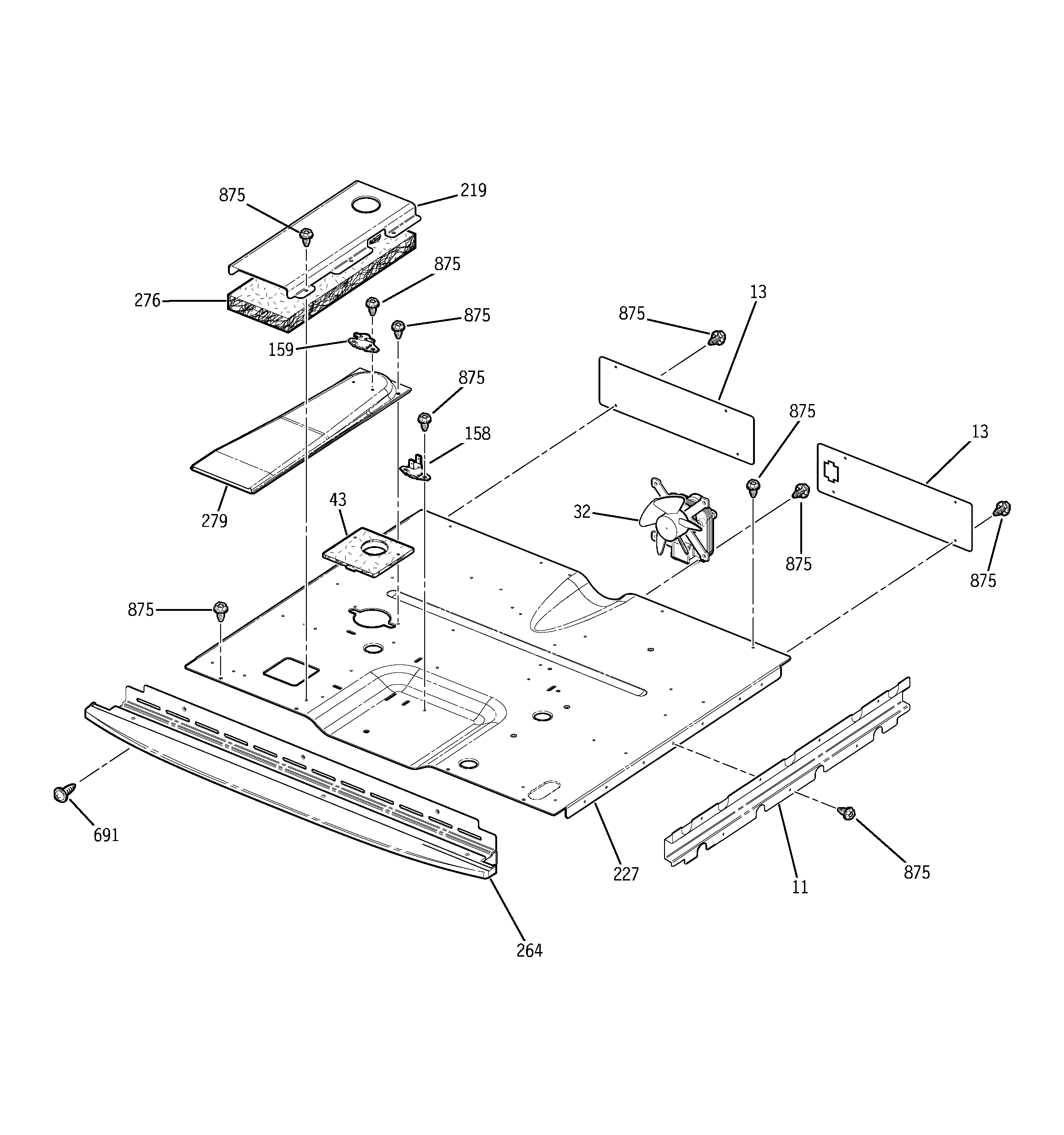 GE JKP56CD1CC center spacer diagram