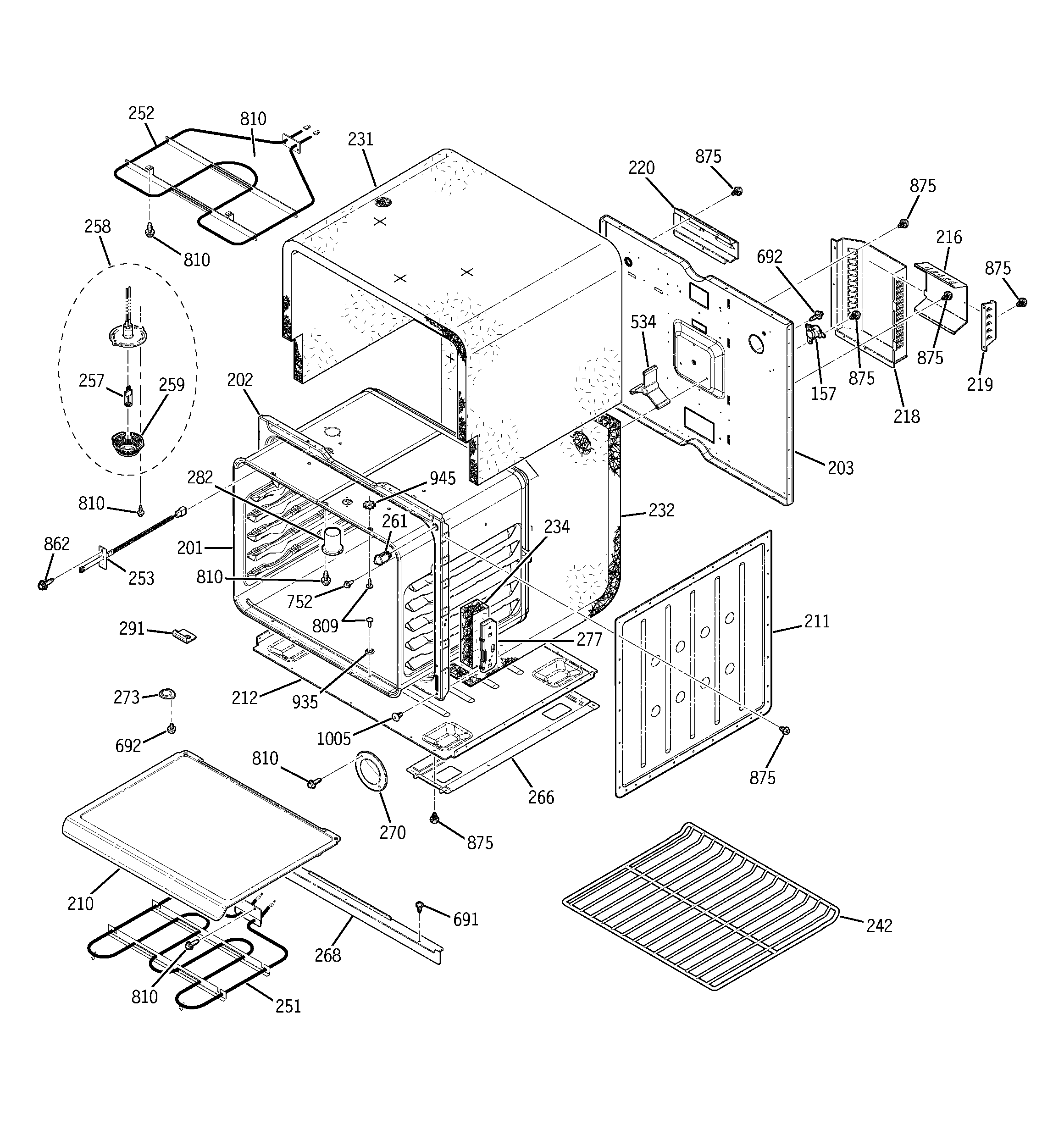 GE JKP56CD1CC lower body diagram