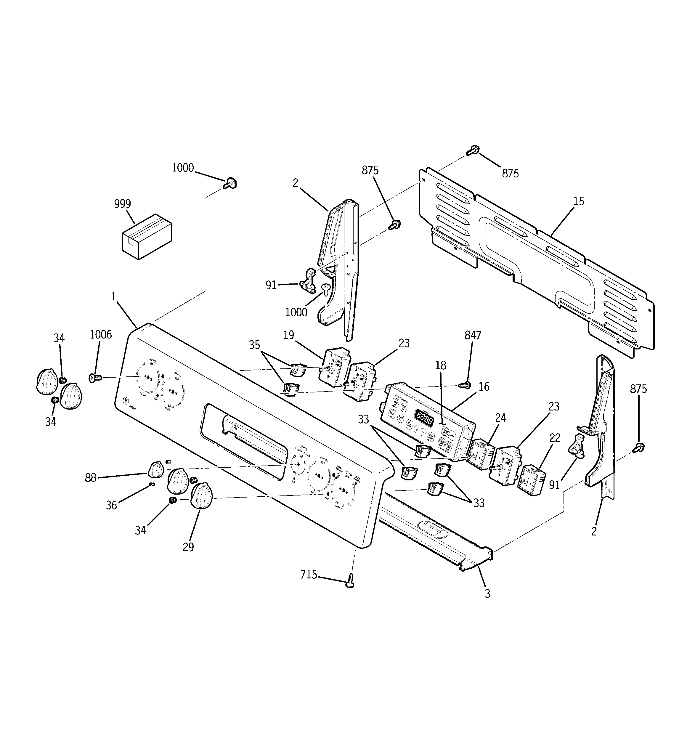 GE JBP80TH2WW control panel diagram
