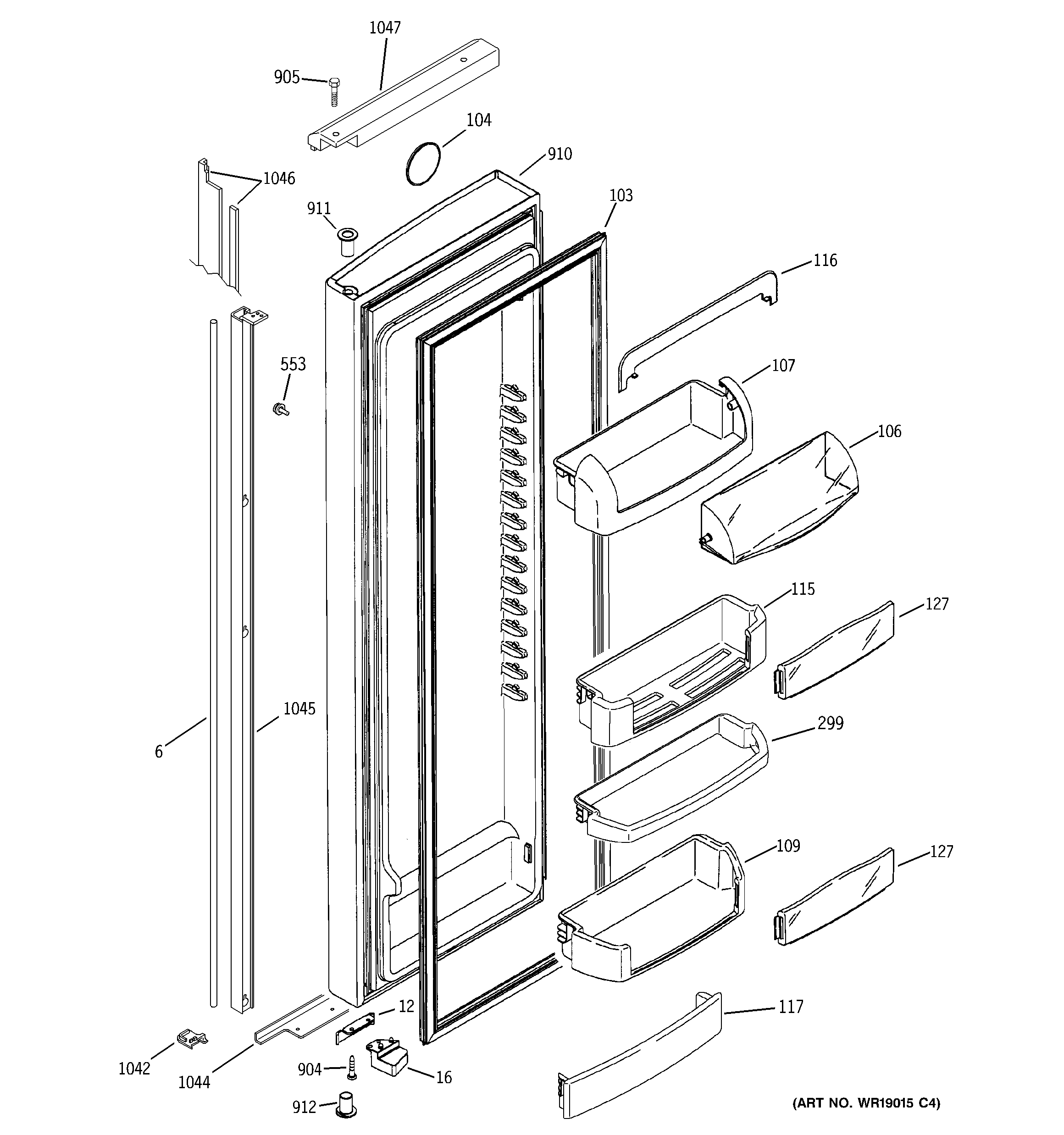 GE PIG21MIMHFWW fresh food door diagram