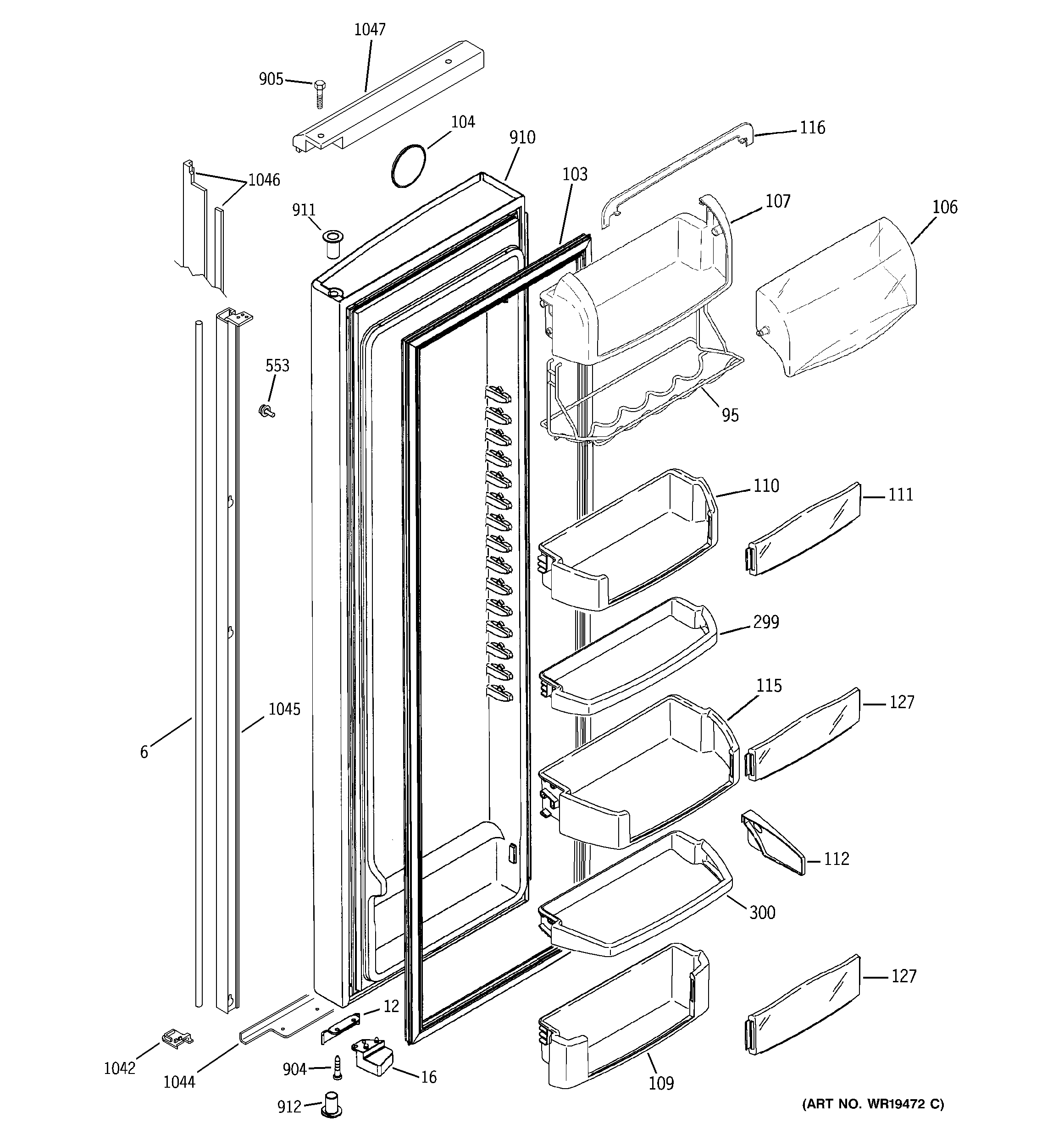 GE PIG23MIMHFBB fresh food door diagram