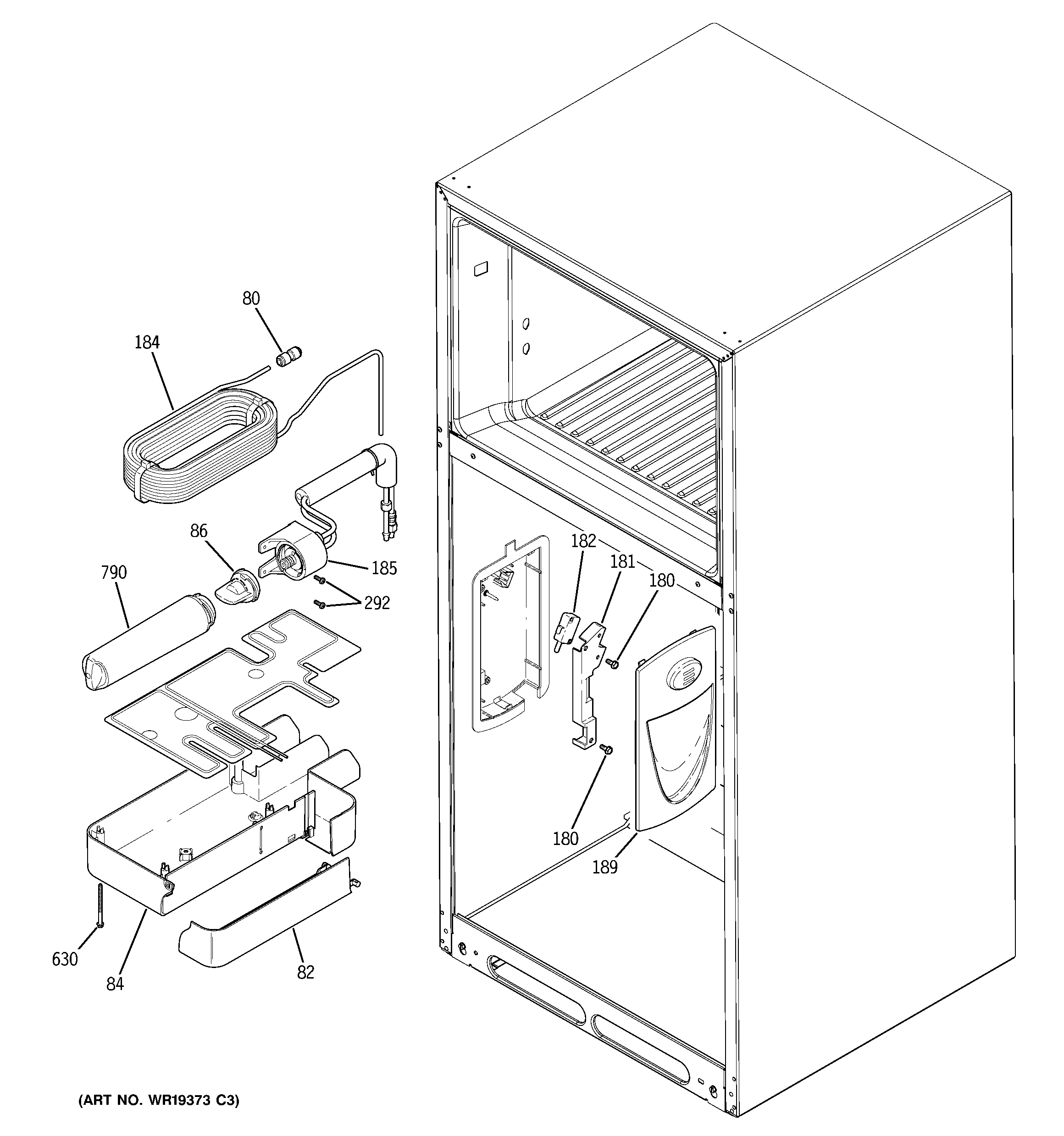 GE PTS22LHRARCC water filtration & dispenser diagram