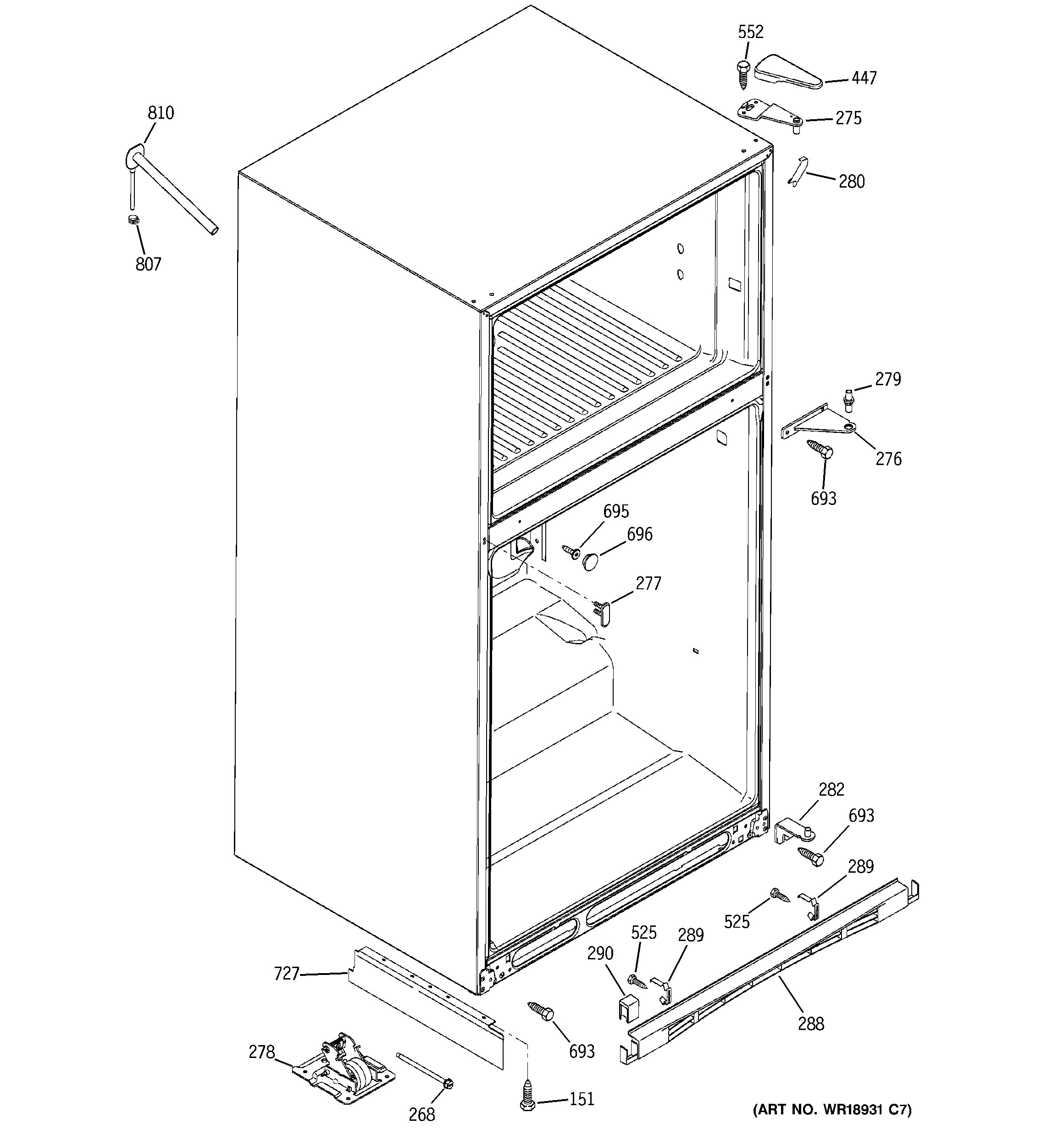 GE PTS22LHRARCC case parts diagram