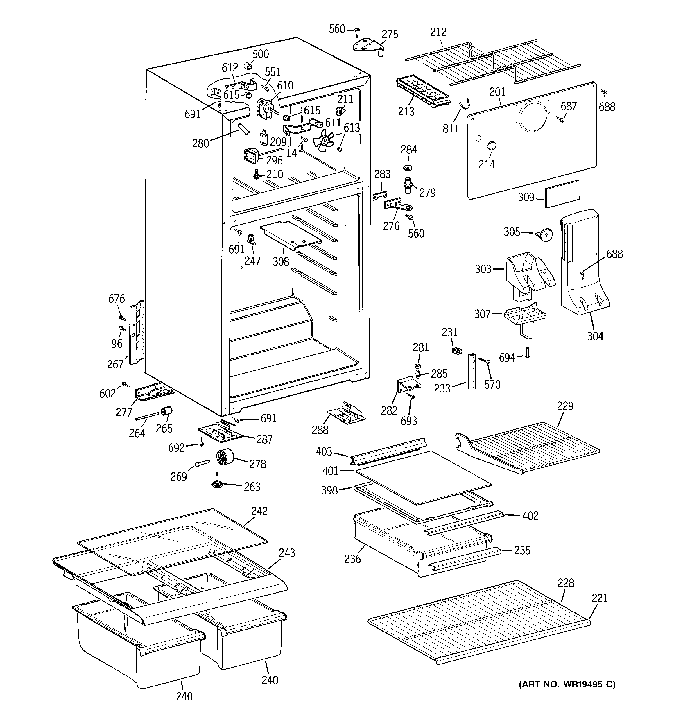 GE GTS18EBRERCC cabinet diagram