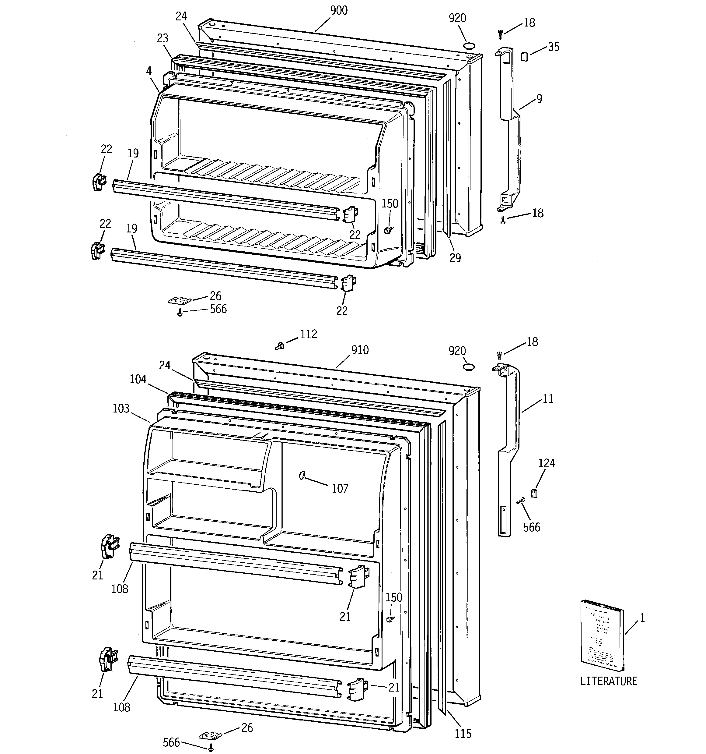 GE GTS18ABRFLWW doors diagram