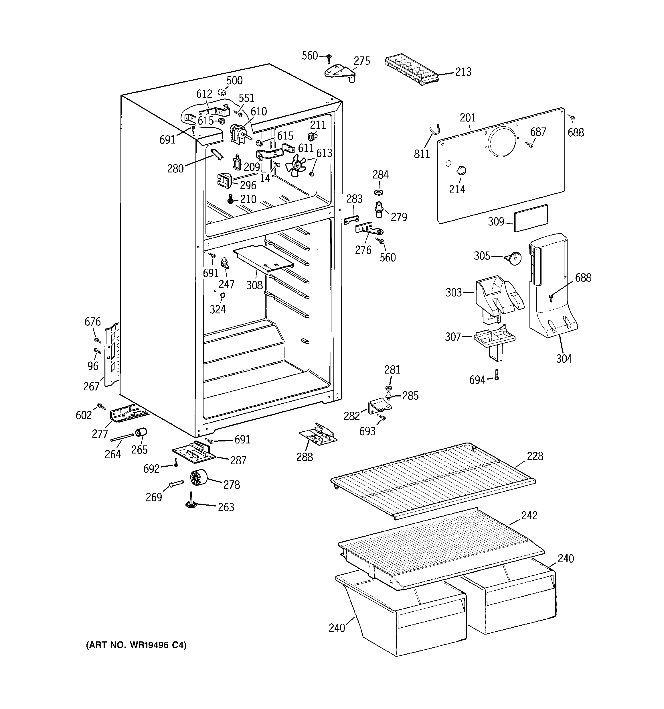 GE GTS18ABRERWW cabinet diagram