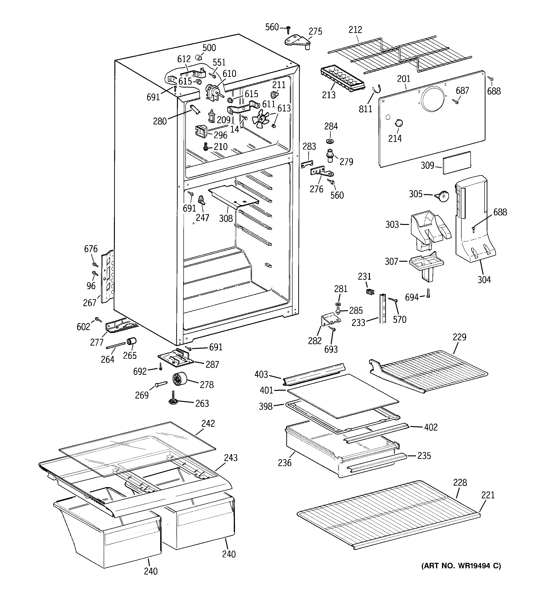 GE GTS18EBRFRWW cabinet diagram