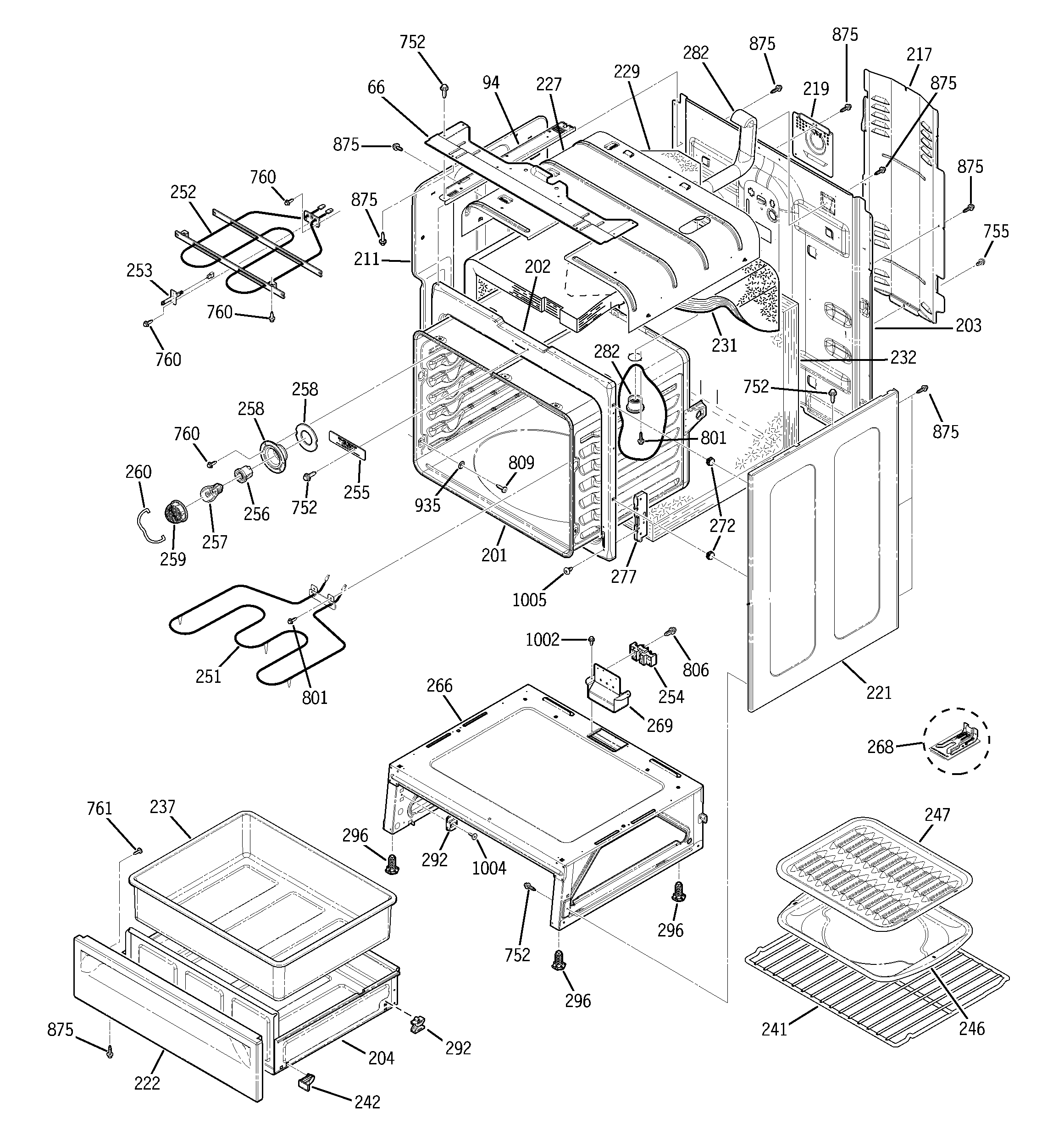 GE EER3000H01BB body parts diagram