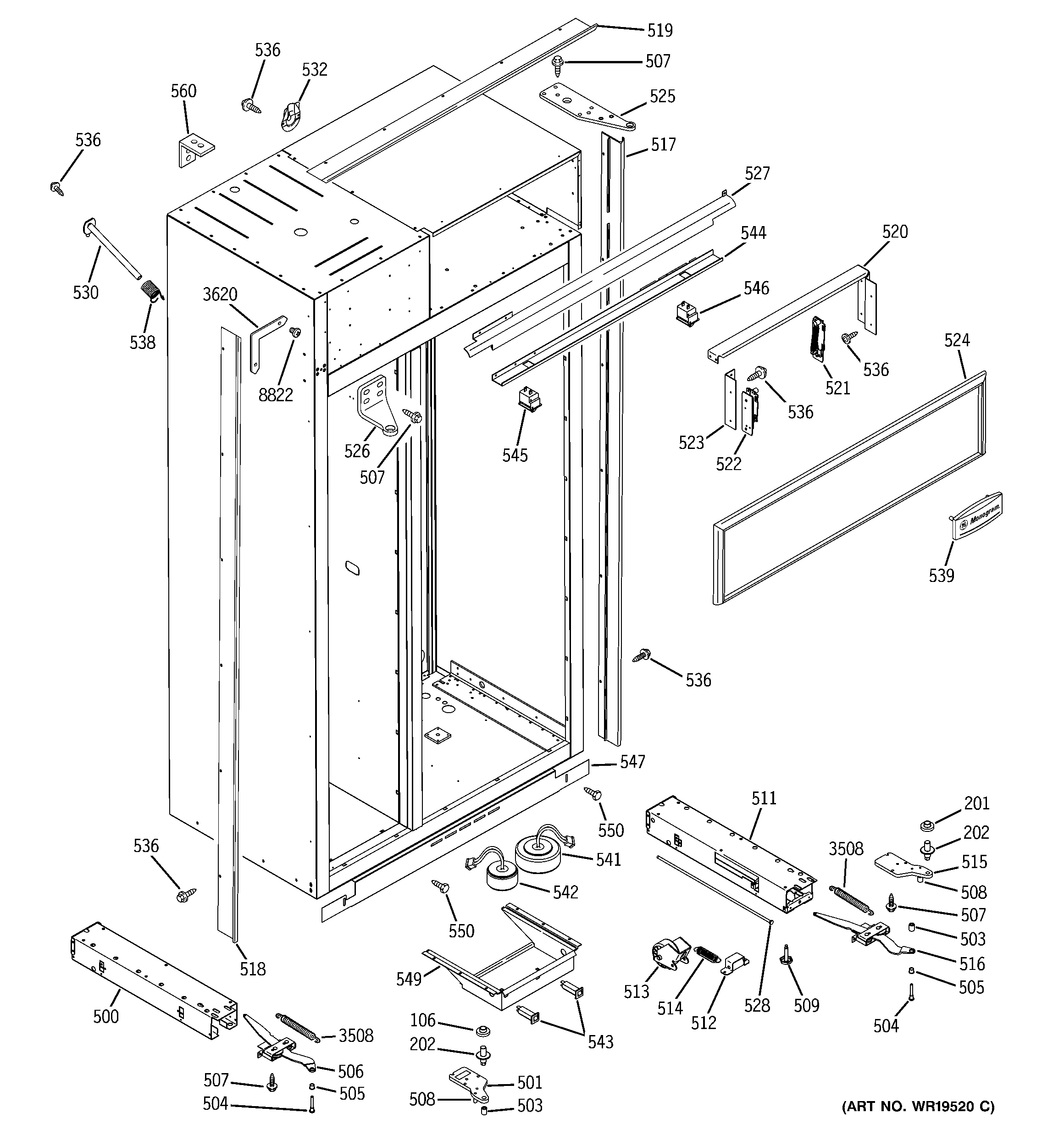 GE ZIS360NRA case parts diagram