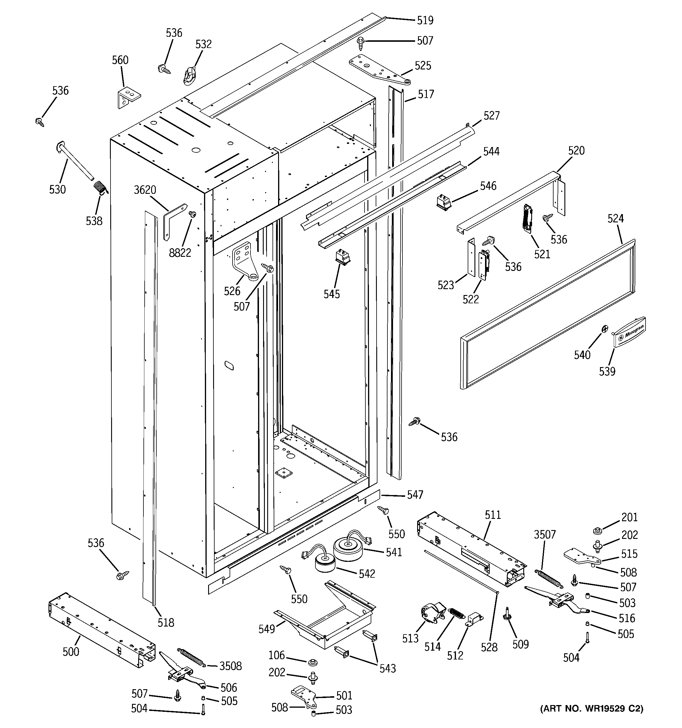 GE ZISS420NRASS case parts diagram