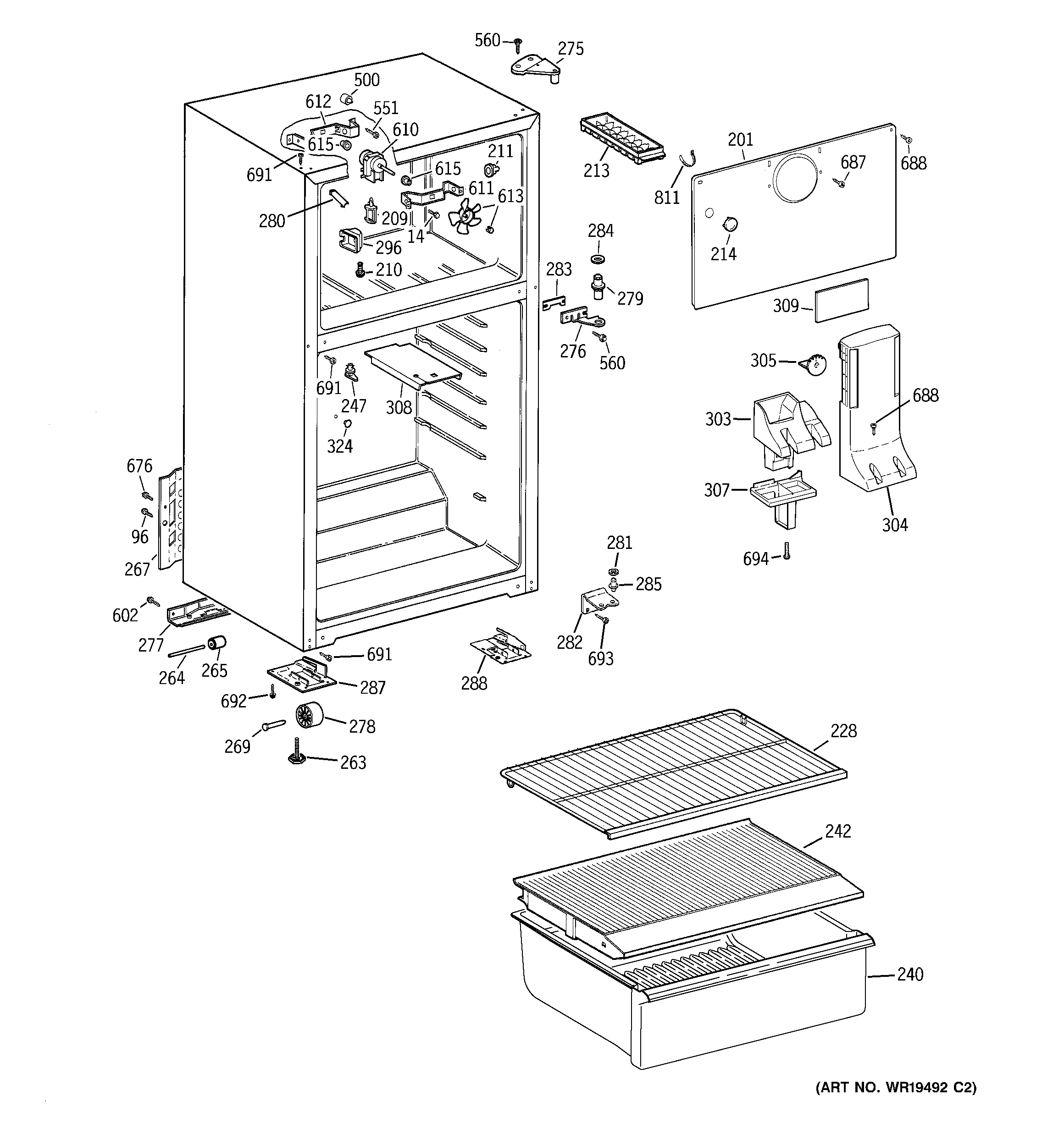 GE Americana A3315ABRERWW cabinet diagram