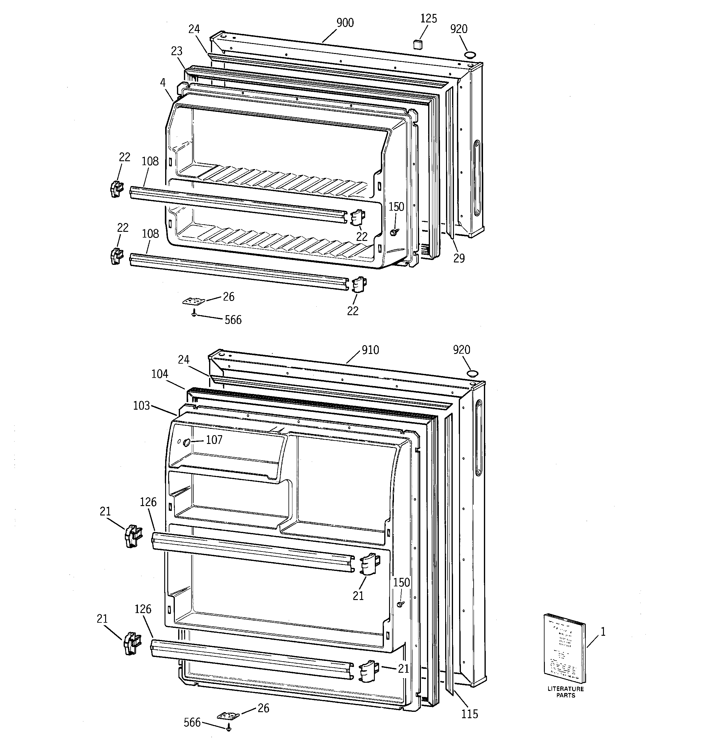GE Americana A3315ABRFRWW doors diagram