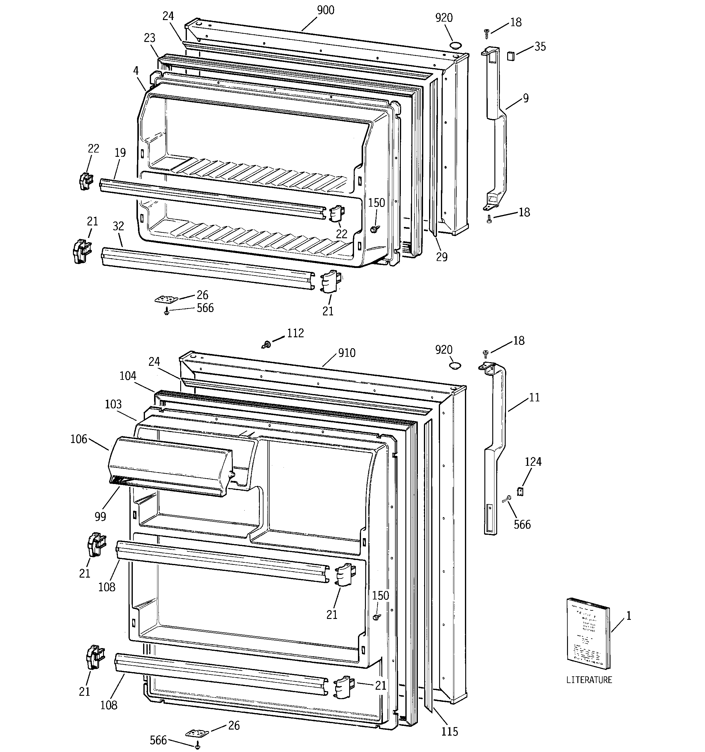 GE GTT15HBRERCC doors diagram