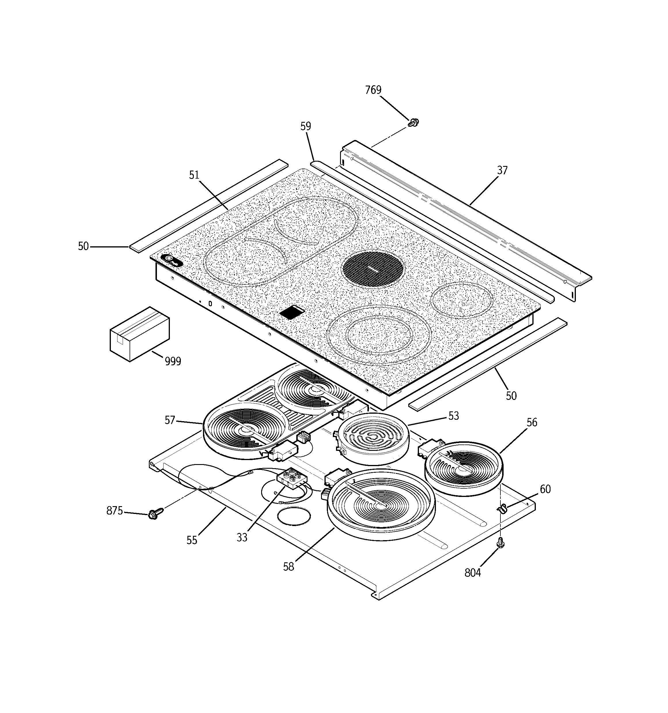 GE JS968BF4BB cooktop diagram