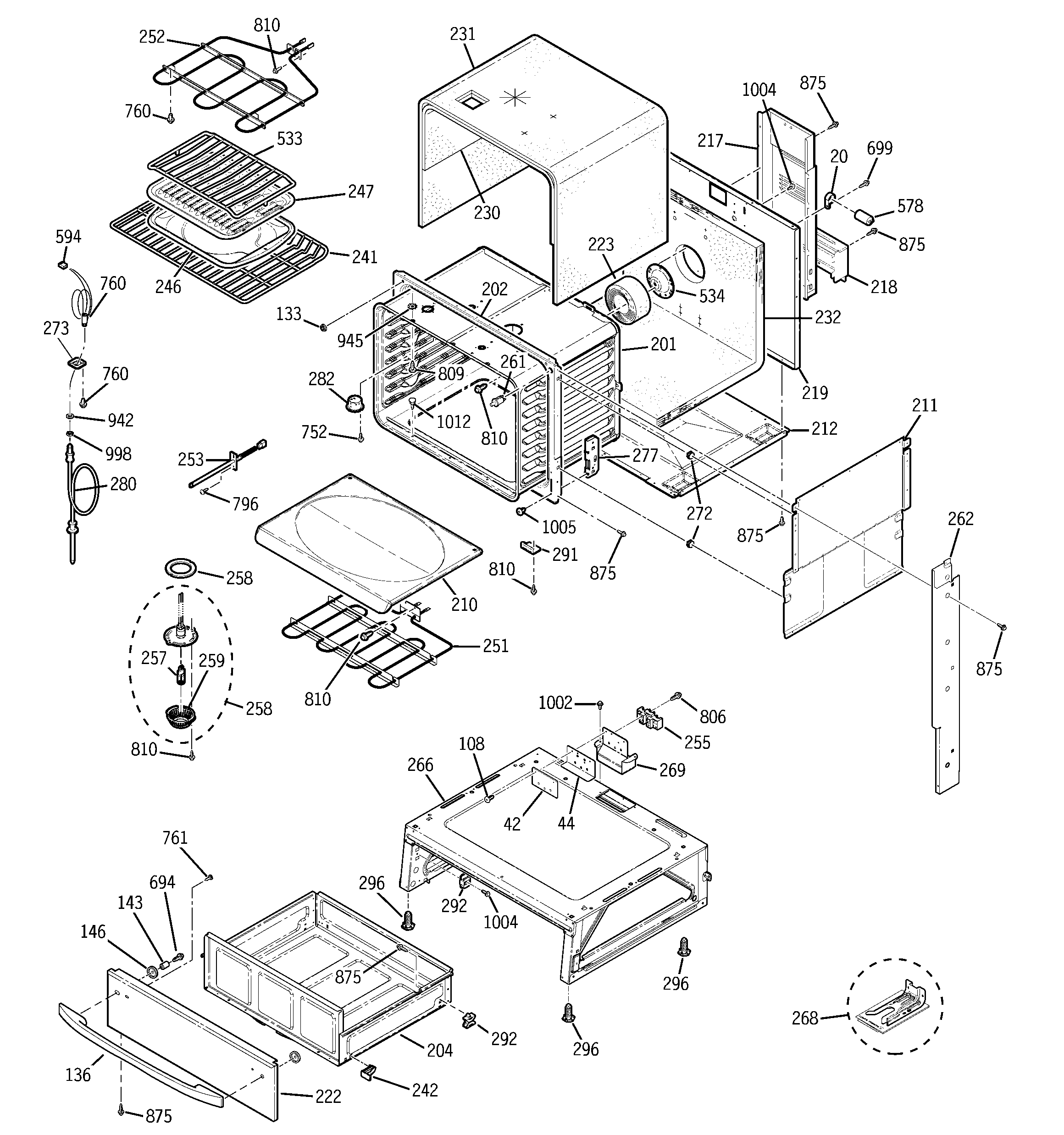 GE JS968BF4BB body parts diagram