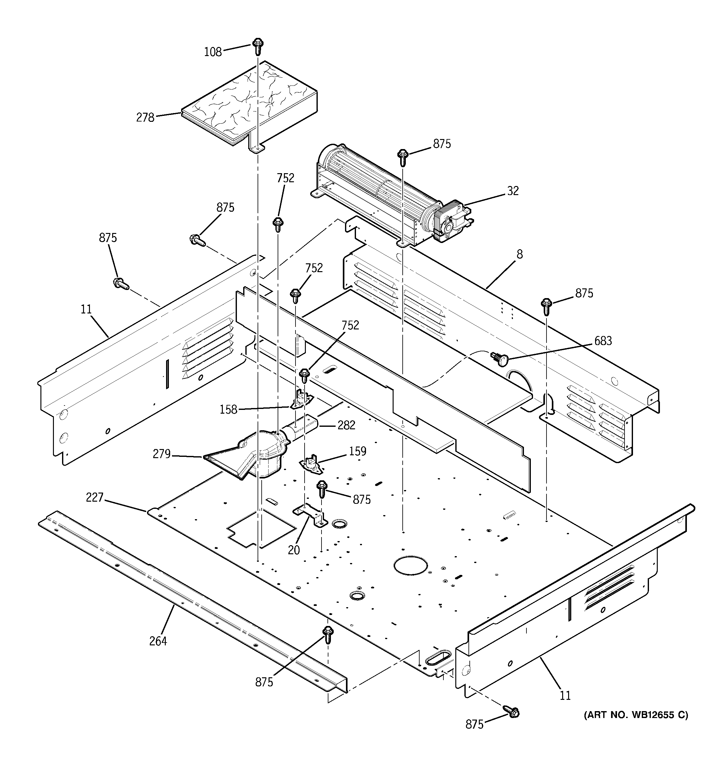 GE JS968BF4BB cooling fan diagram