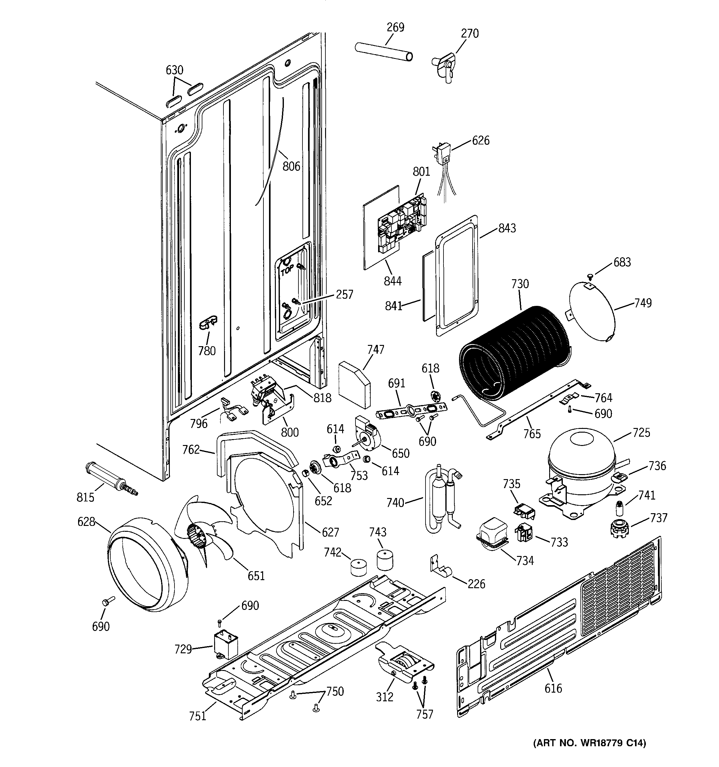 GE GSG25MIMBFBB sealed system & mother board diagram
