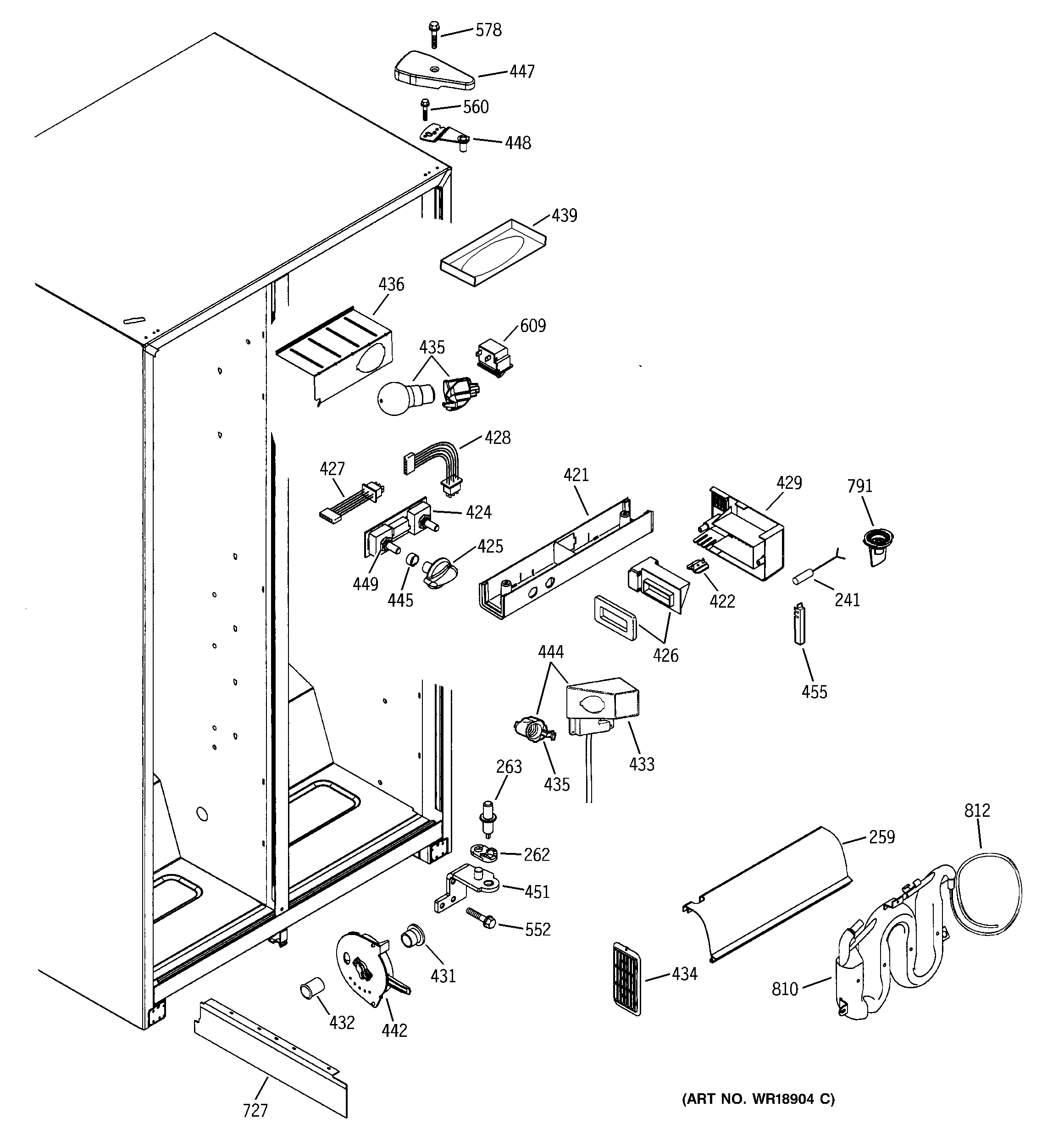 GE GSG25MIMBFBB fresh food section diagram