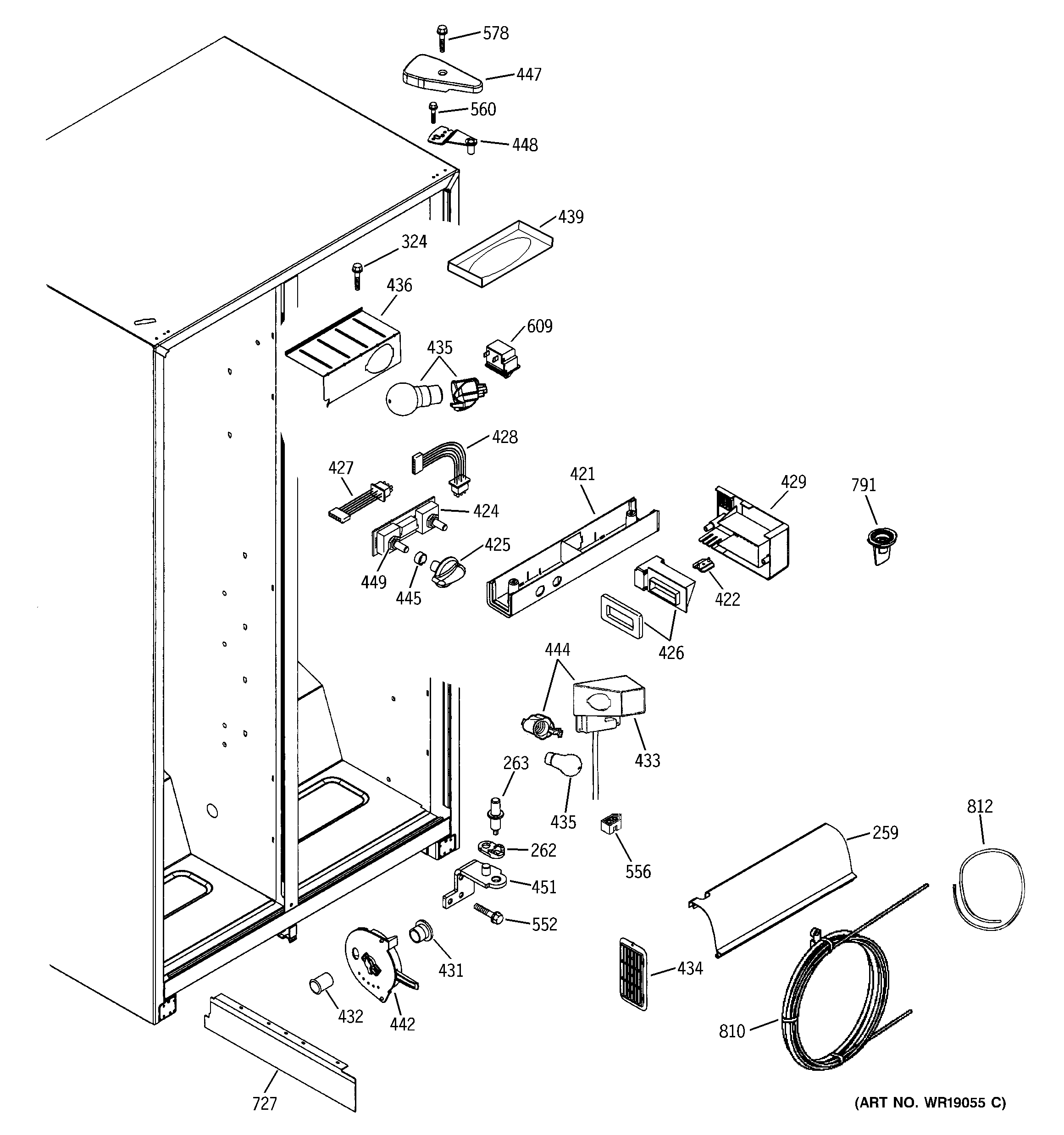 GE GSG25MIMCFWW fresh food section diagram