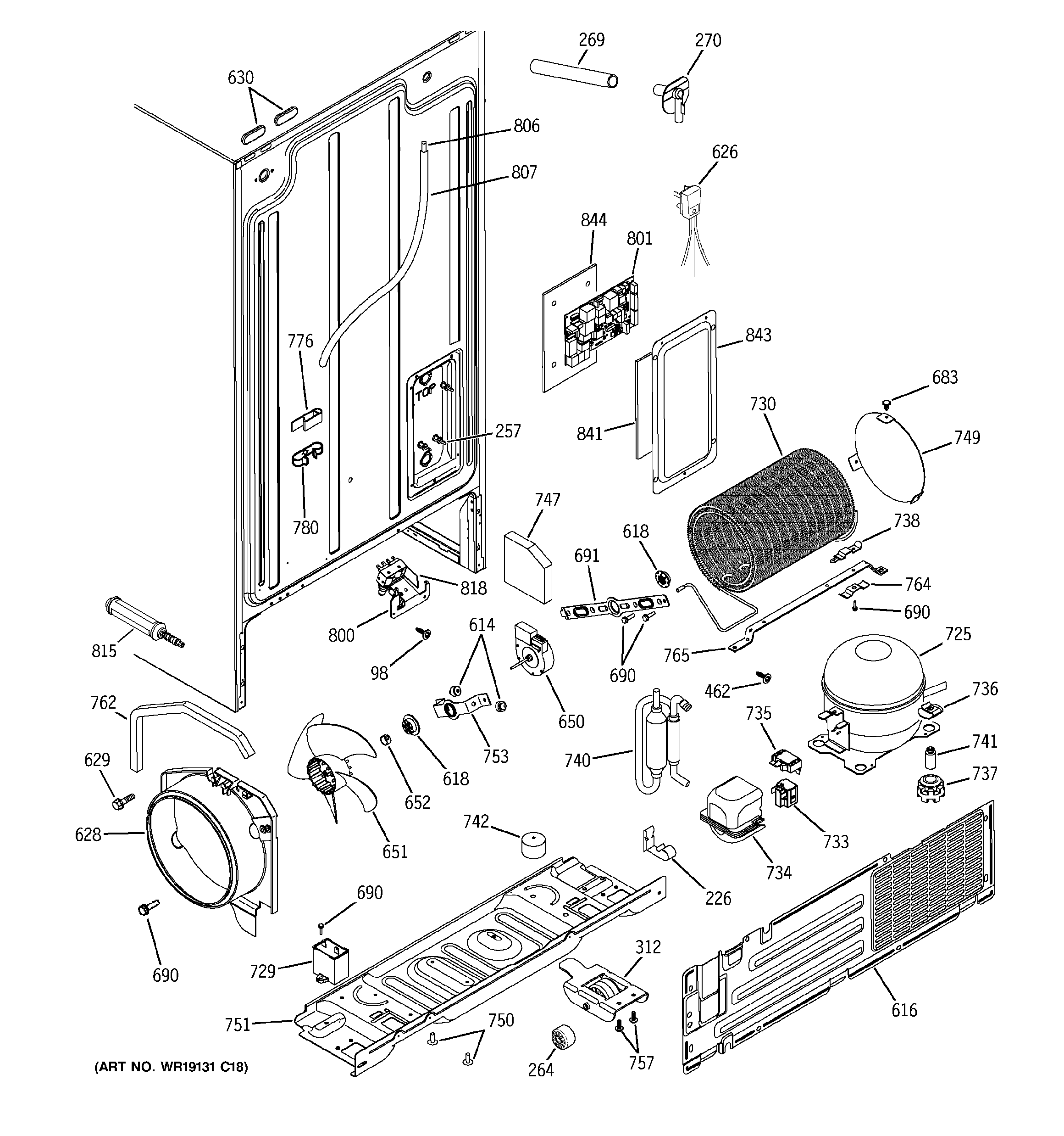 GE GSG25MIMDFWW sealed system & mother board diagram