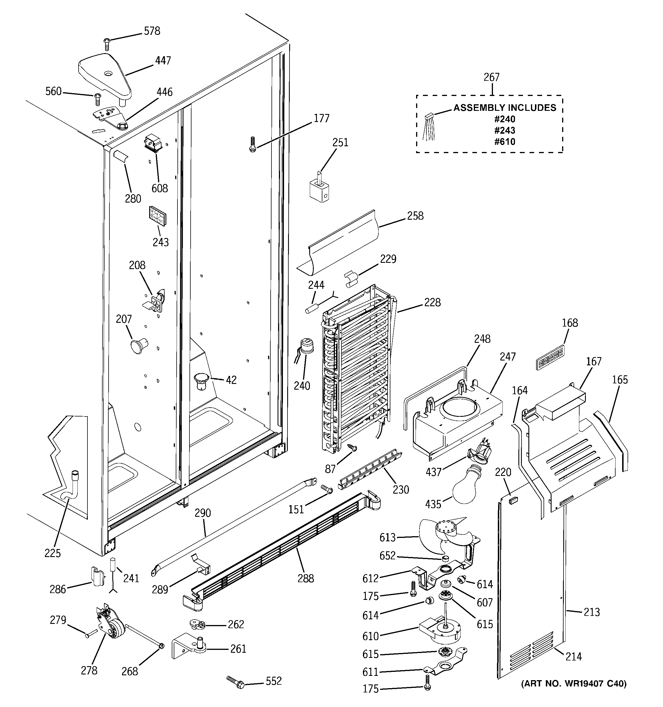 GE GSA20IBPDFWW freezer section diagram