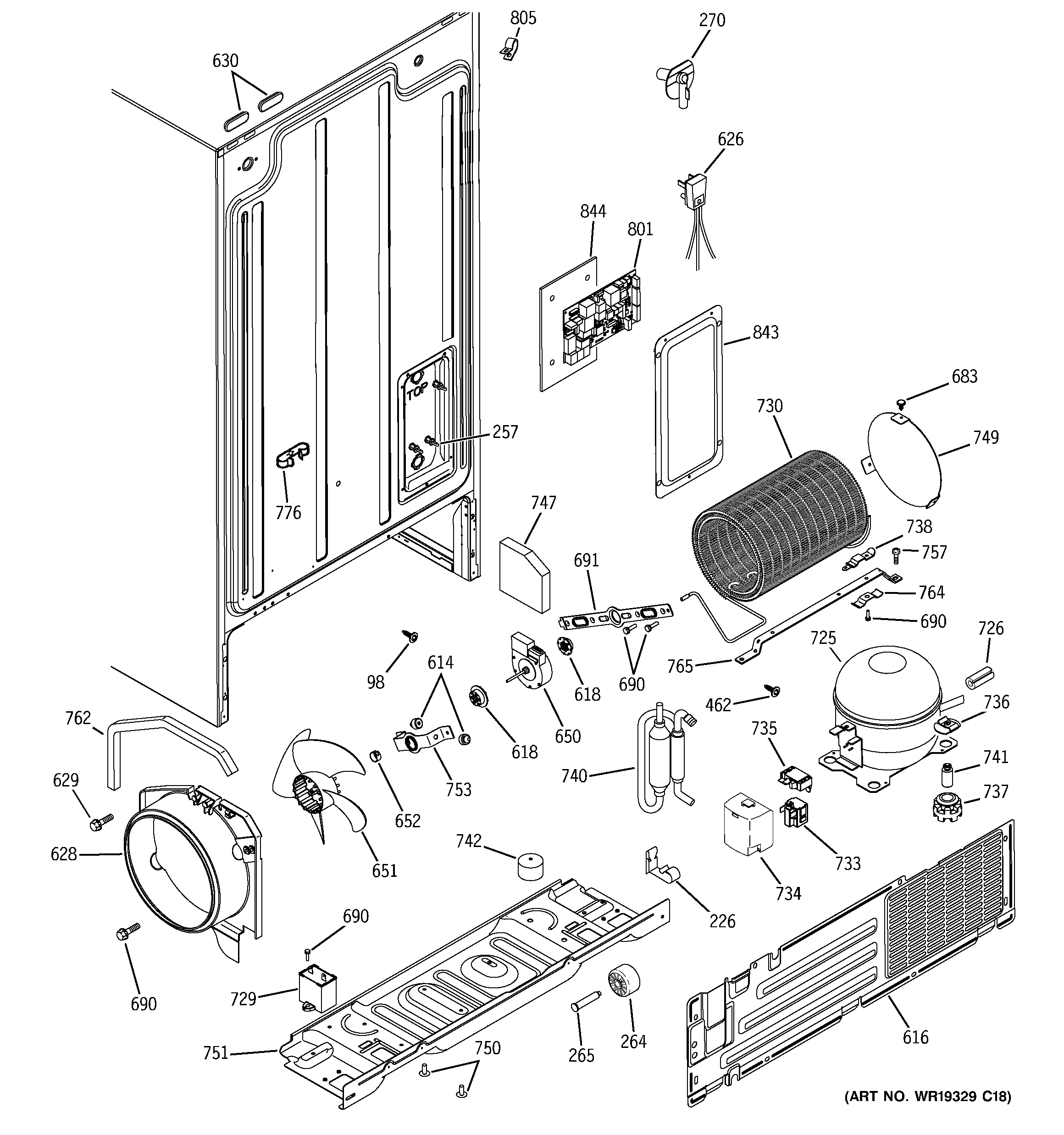 GE GSA20IBPDFWW sealed system & mother board diagram