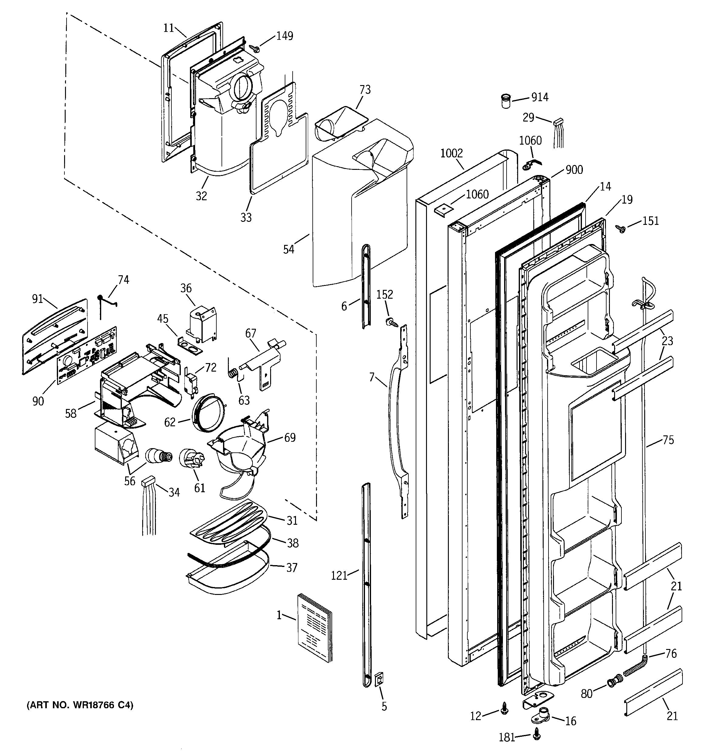 GE GSS22SGMABS freezer door diagram