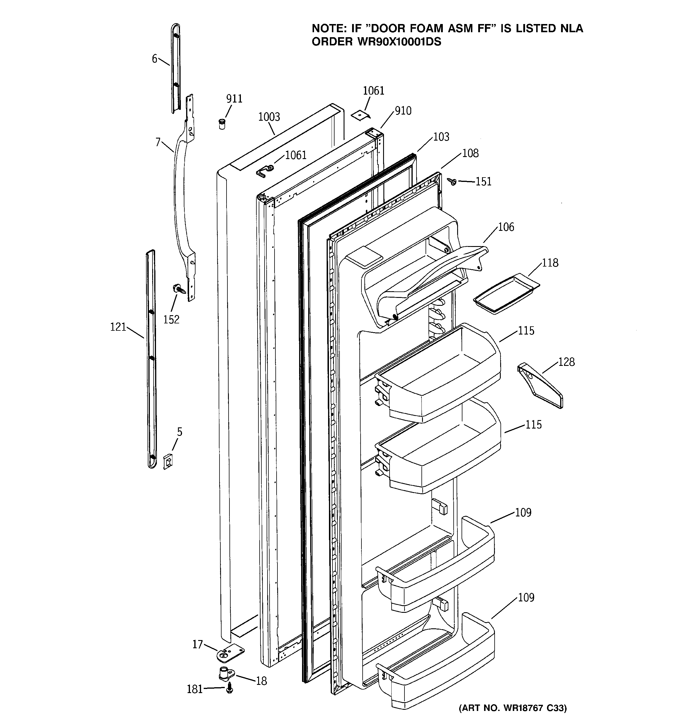 GE GSS22SGMABS fresh food door diagram