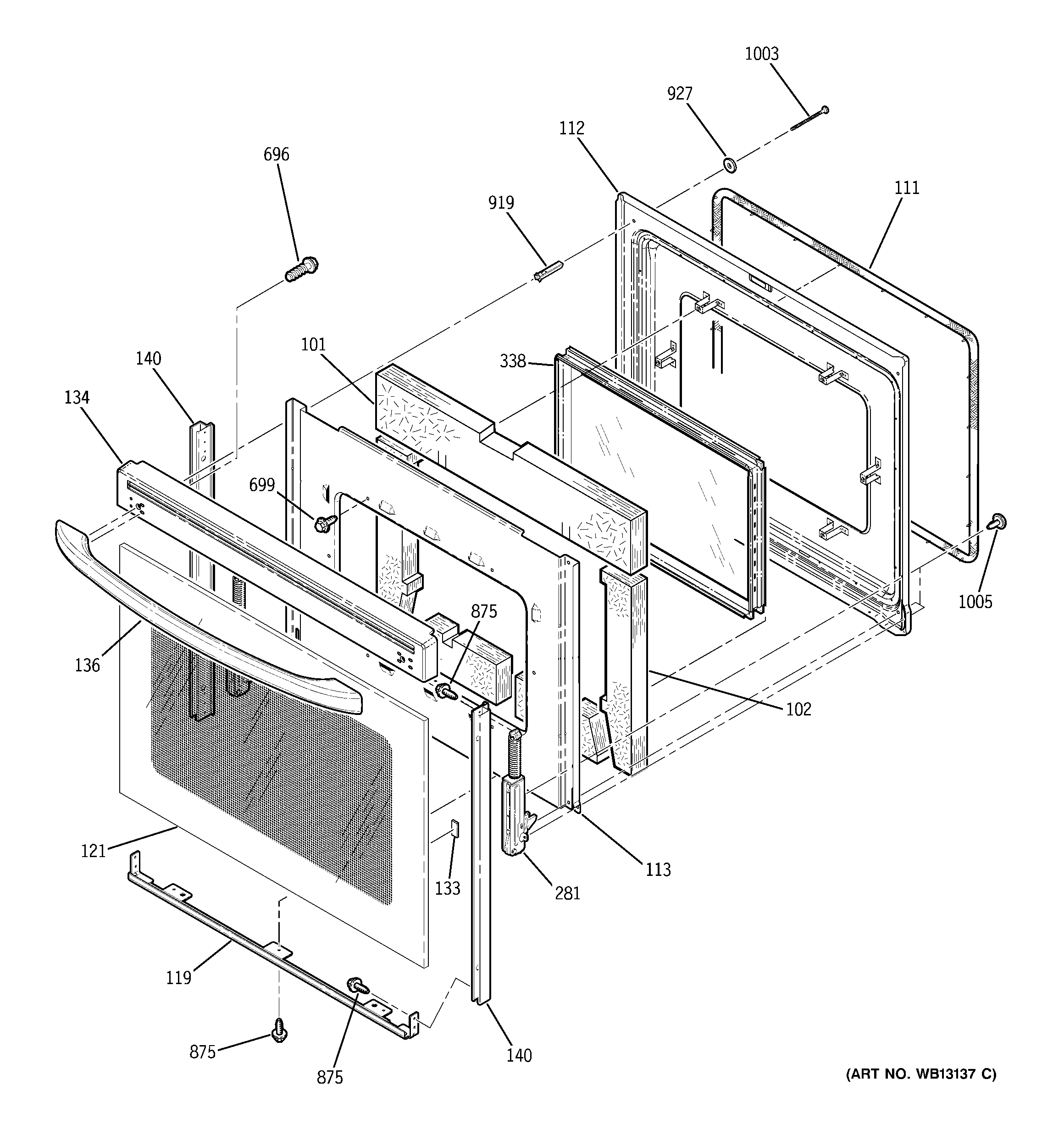 GE JB710CF2CC door diagram