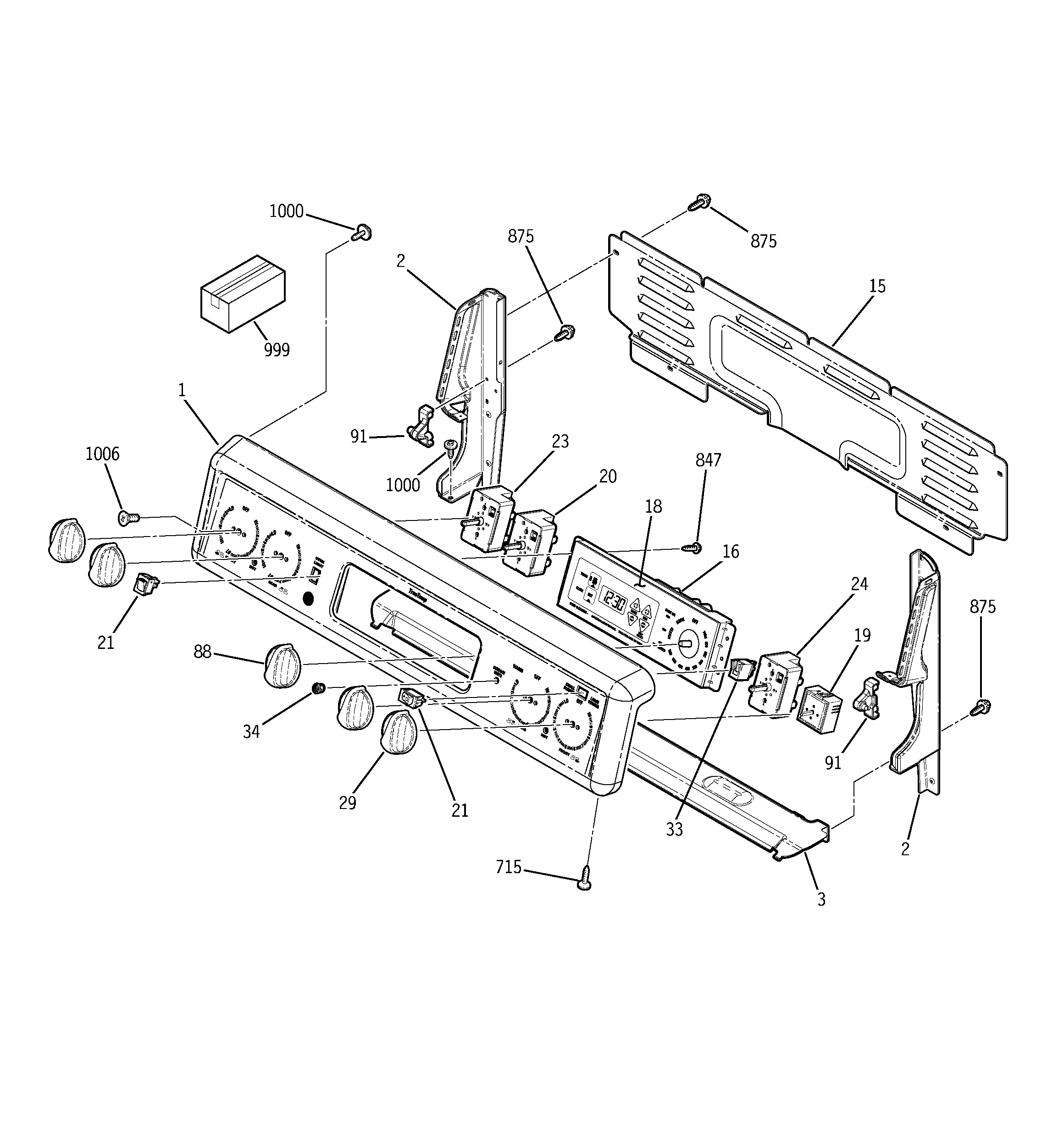 GE JBP67BF1CT control panel diagram