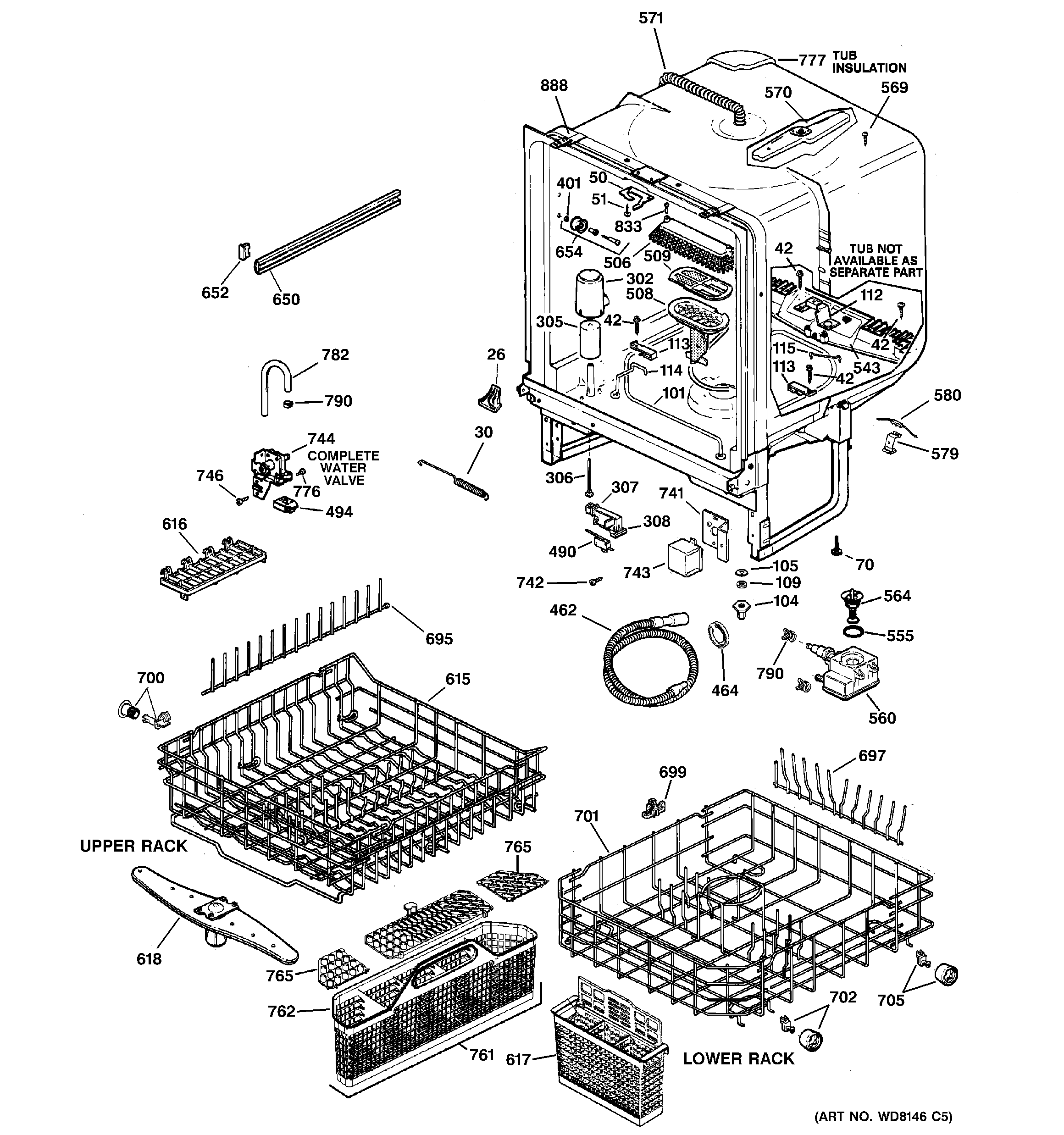 GE GSD5800G01CC body parts diagram