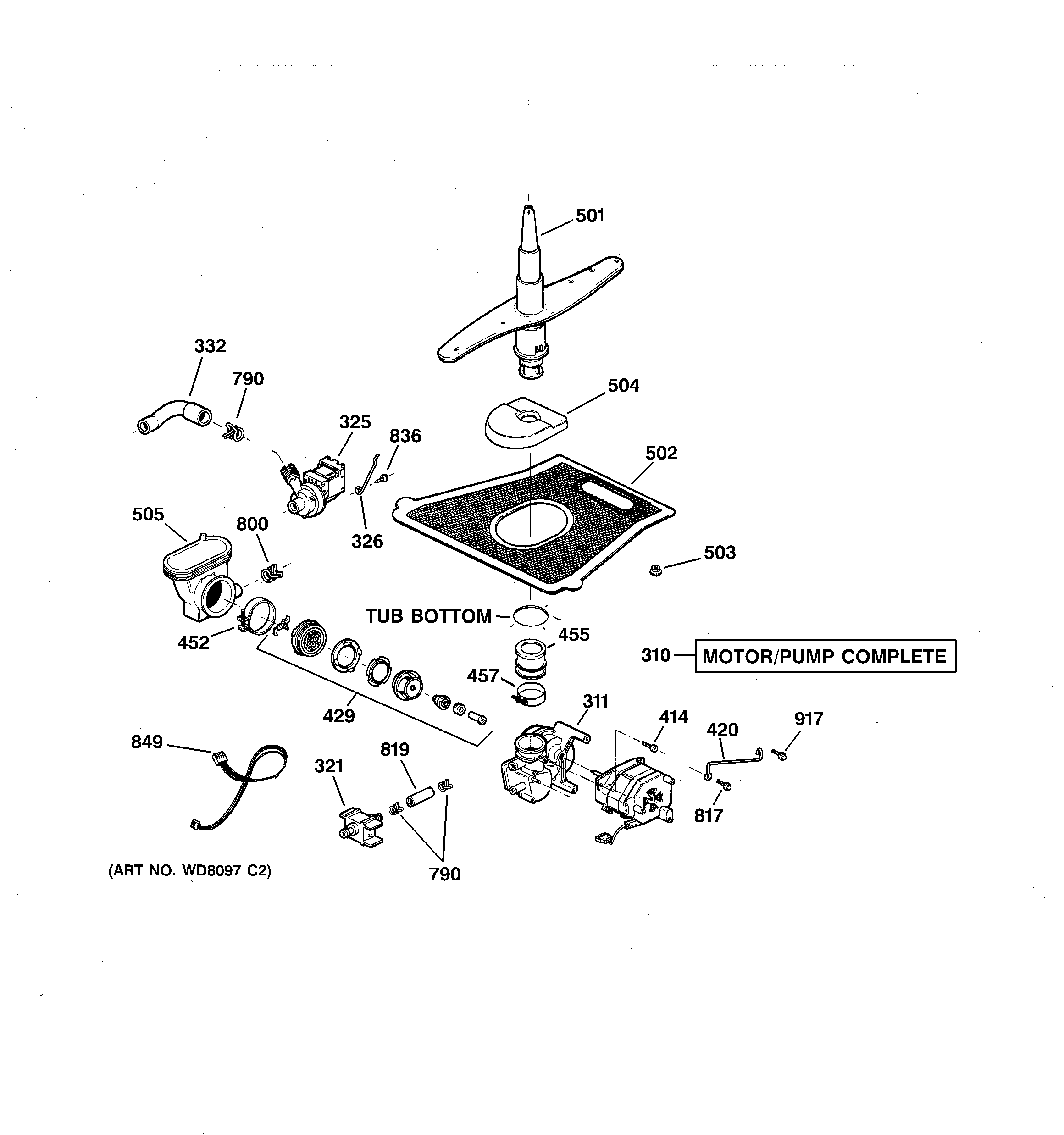 GE GSD5800G01CC motor-pump mechanism diagram