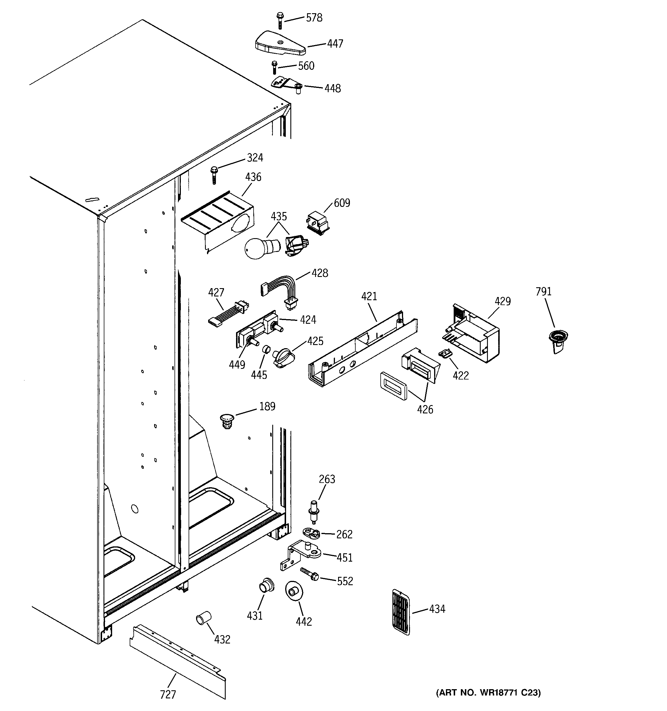GE GSS22IBMCWW fresh food section diagram