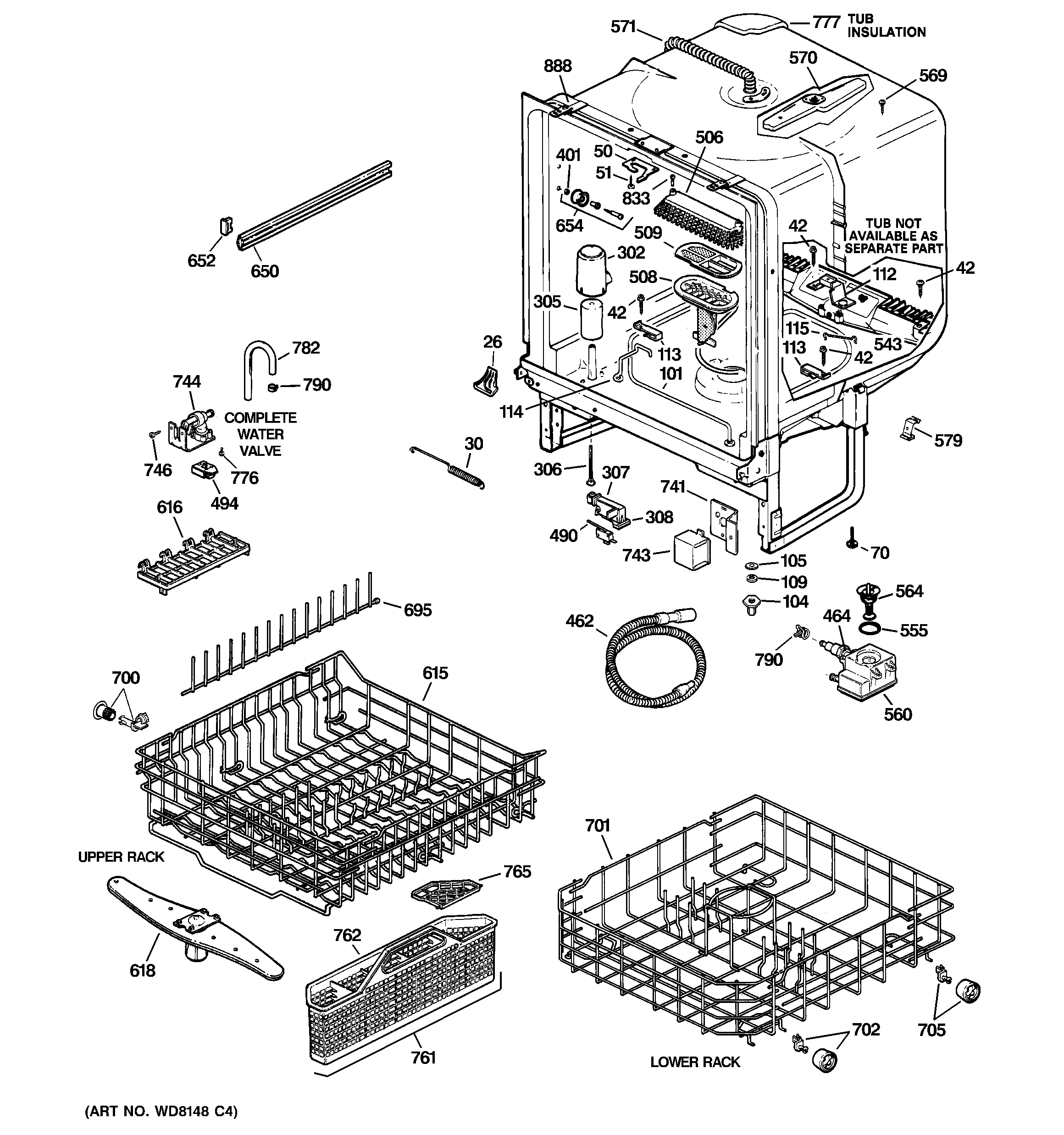 GE GSD5500G02CC body parts diagram