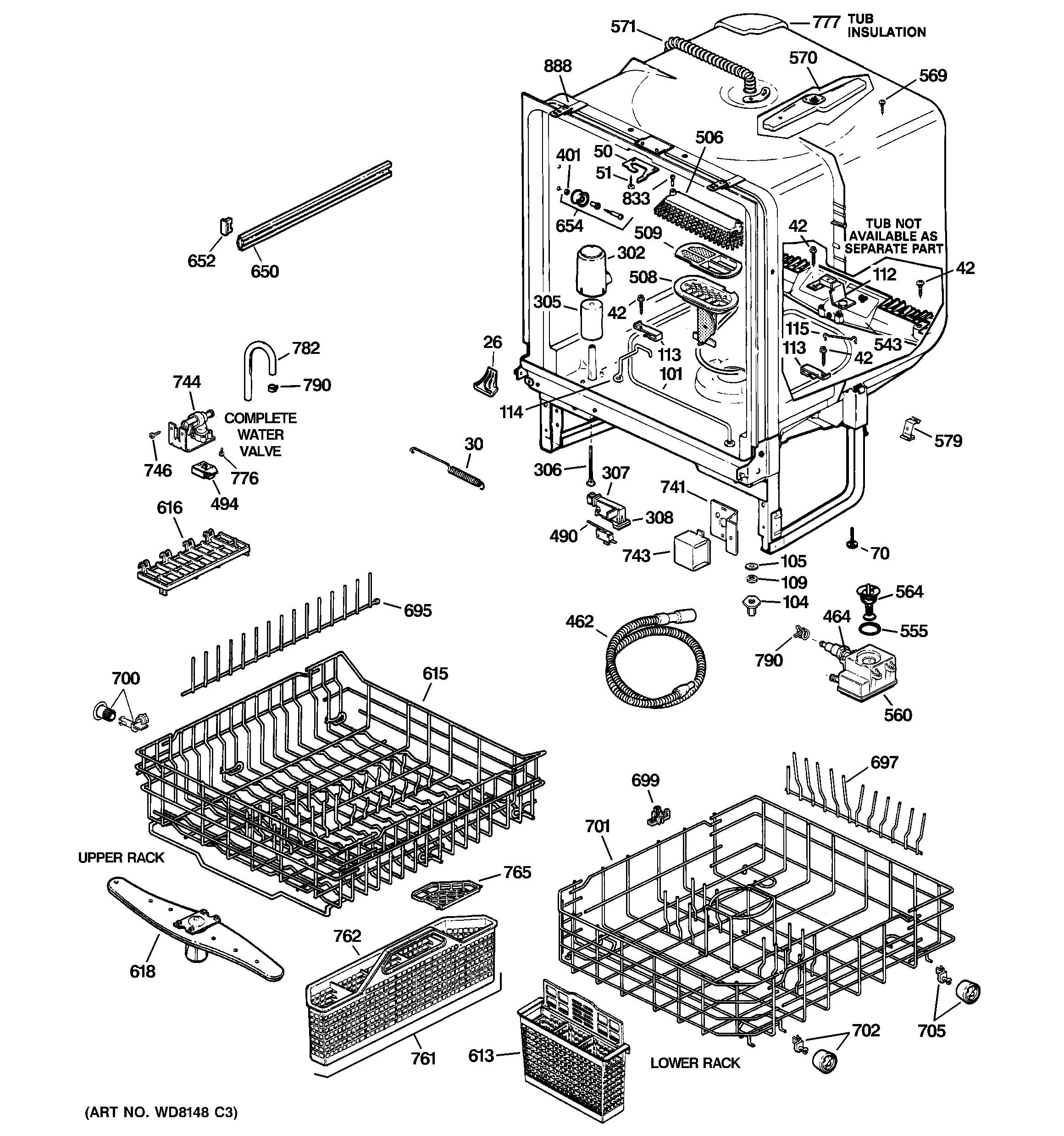 GE GSD5860G02SS body parts diagram