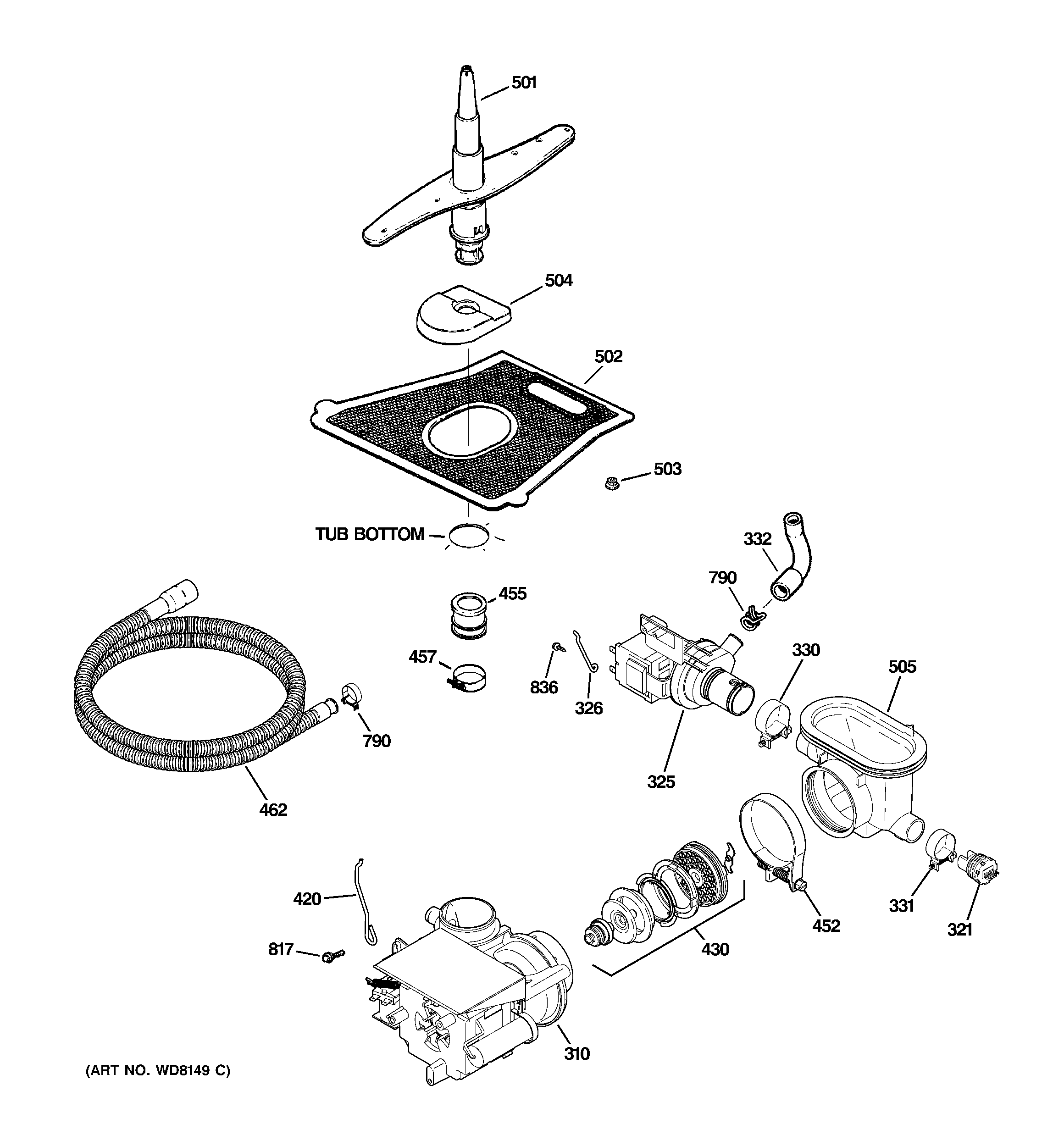 GE GSD5860G02SS motor-pump mechanism diagram