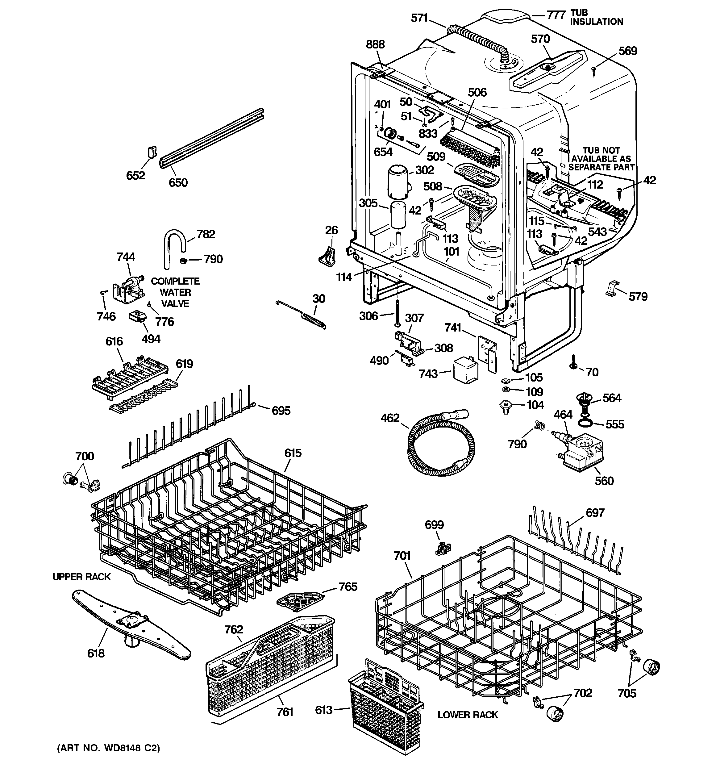 GE GSD5900G02CC body parts diagram