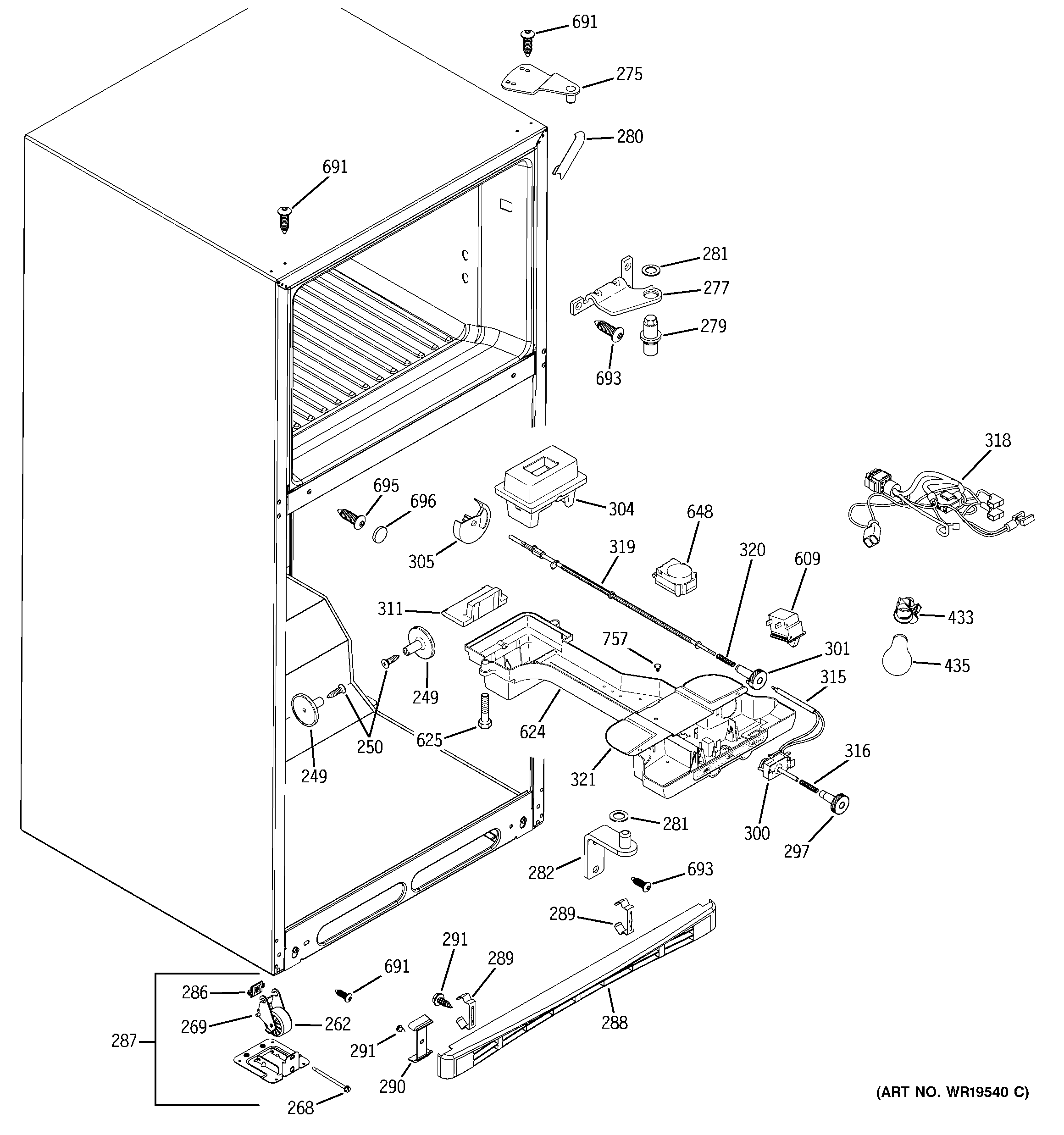 GE GTS18KHPDRBB fresh food section diagram