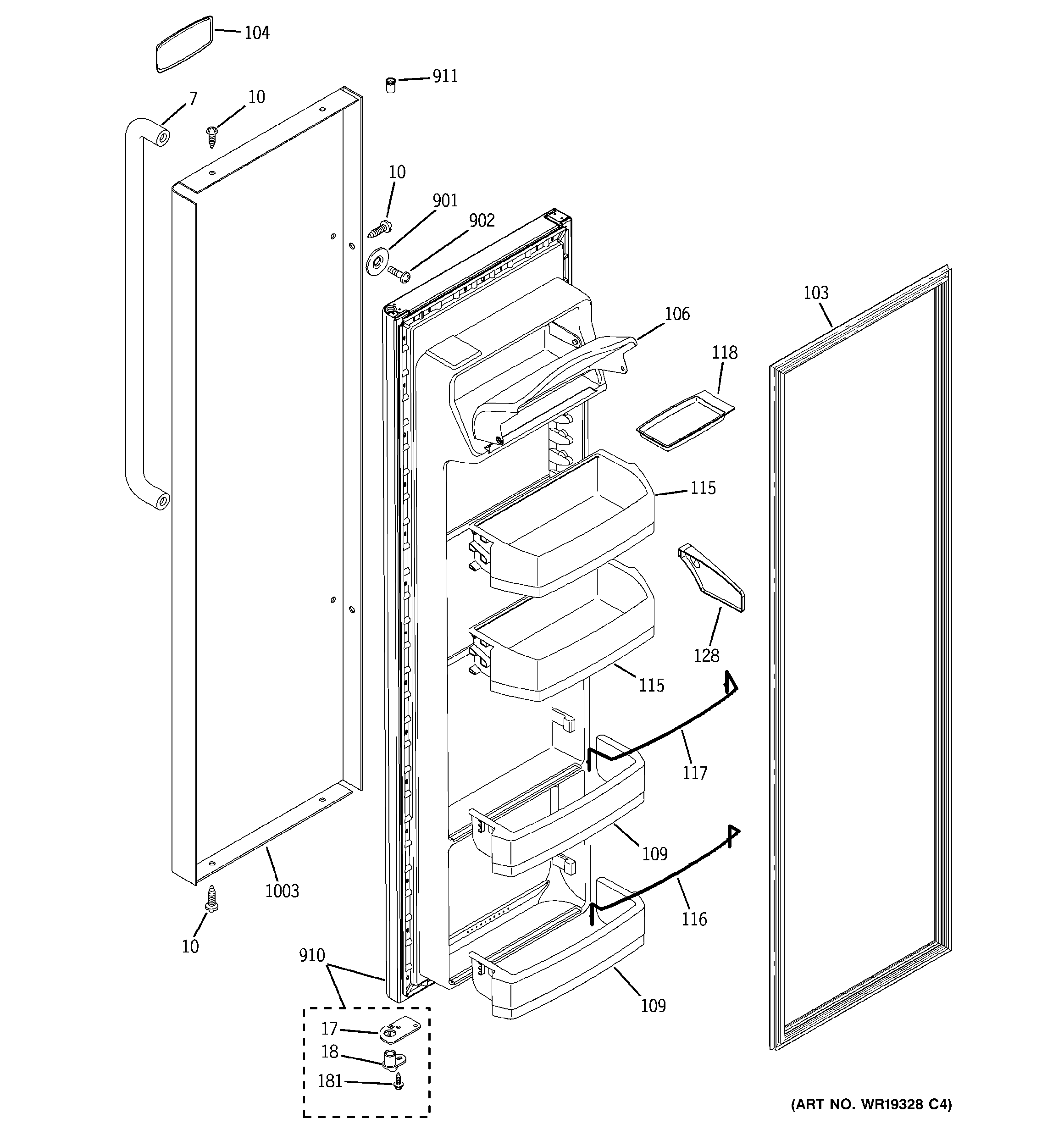 GE PSG22SIPAFSS fresh food door diagram