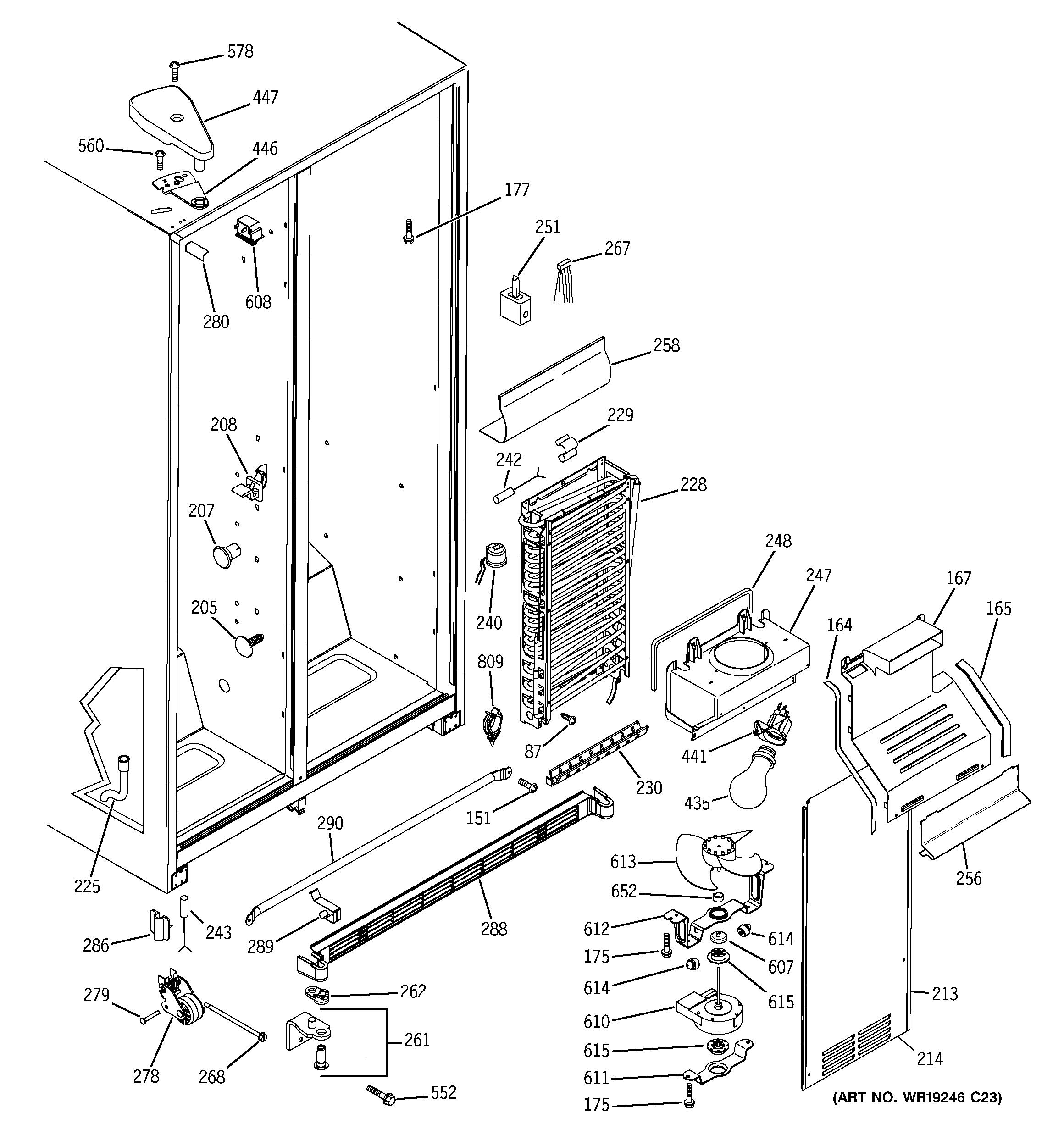 GE PSG22SIPAFSS freezer section diagram