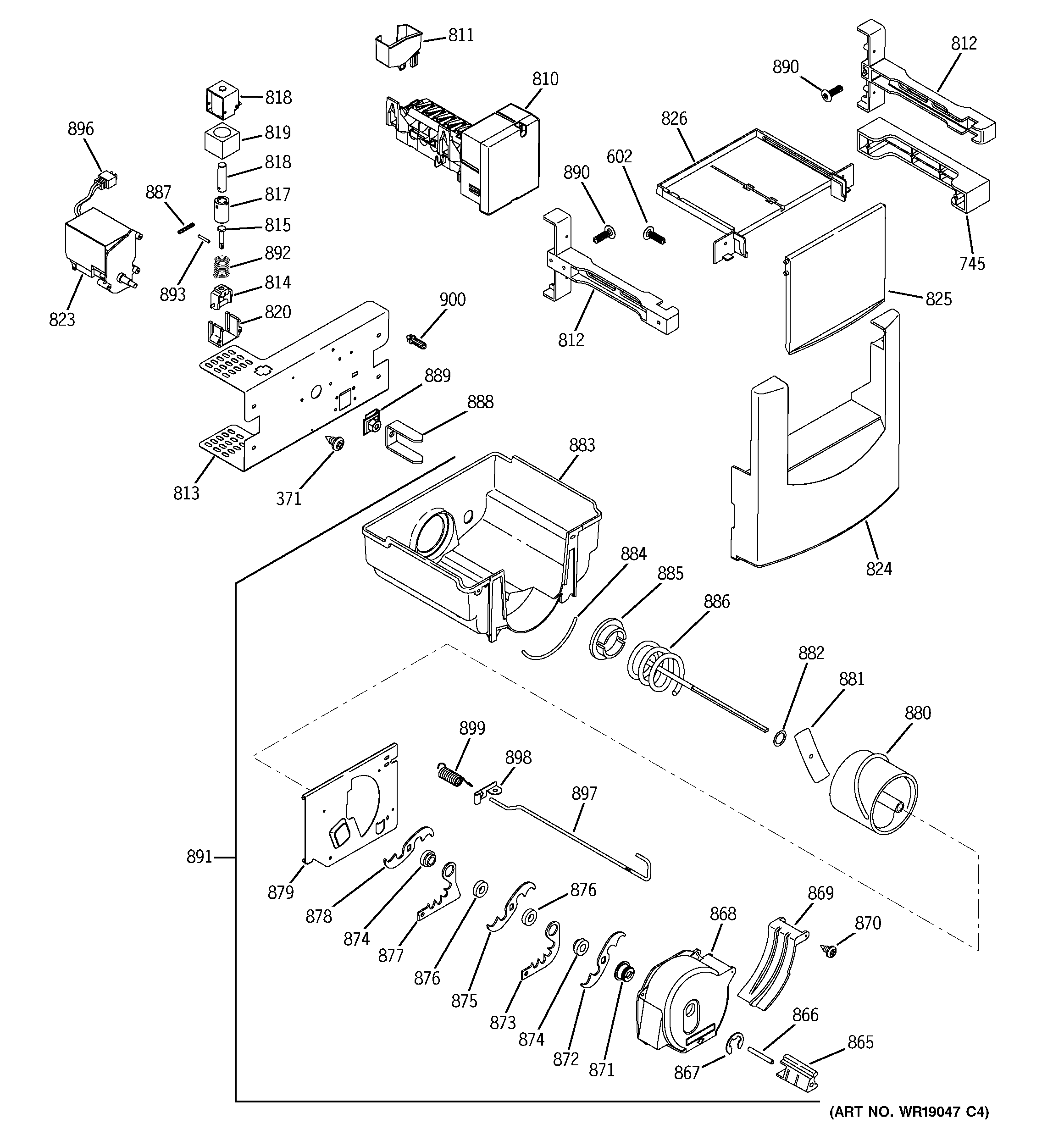 GE ZISS480DMD ice maker & dispenser diagram